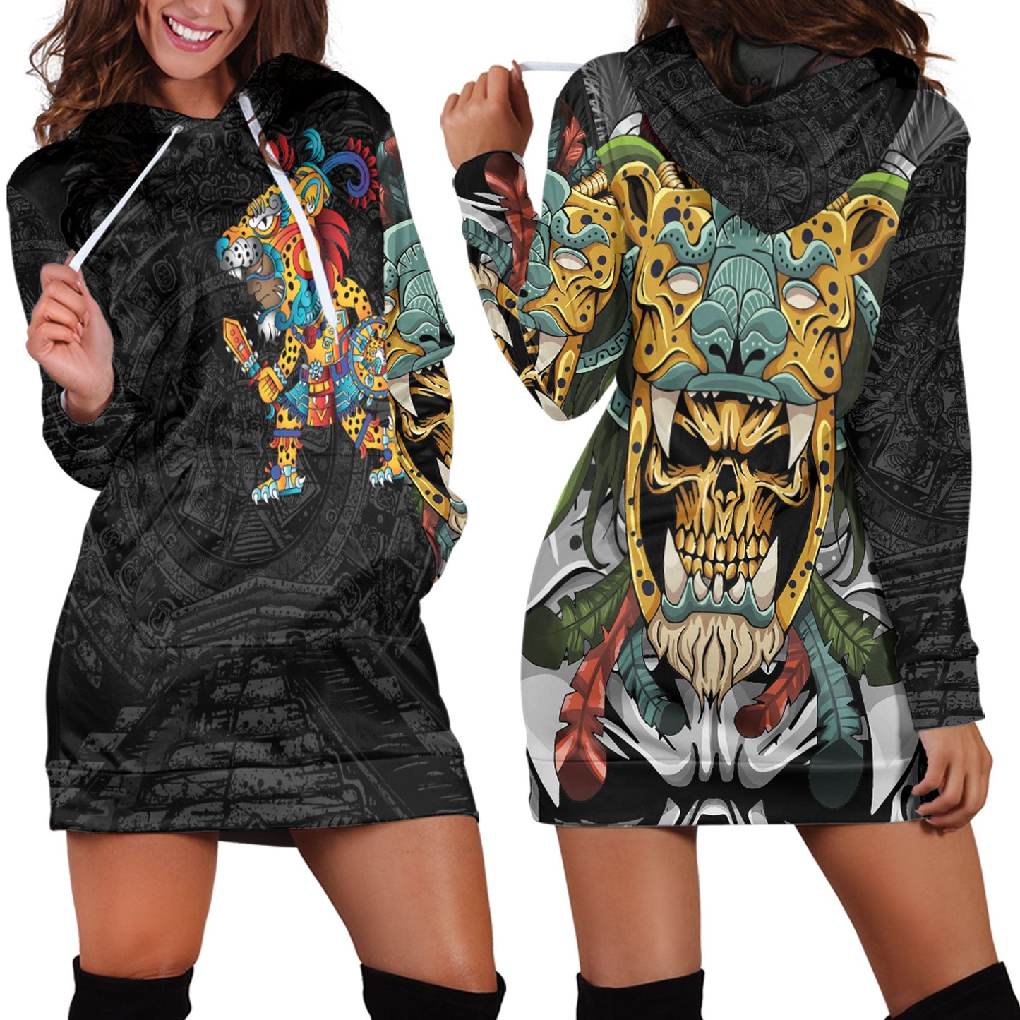 Clothing Mexico Aztec Jaguar Warrior Hoodie Dress