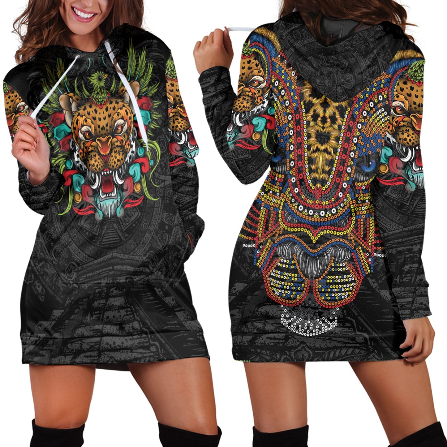 Clothing Mexico Jaguar Warrior Aztec Hoodie Dress