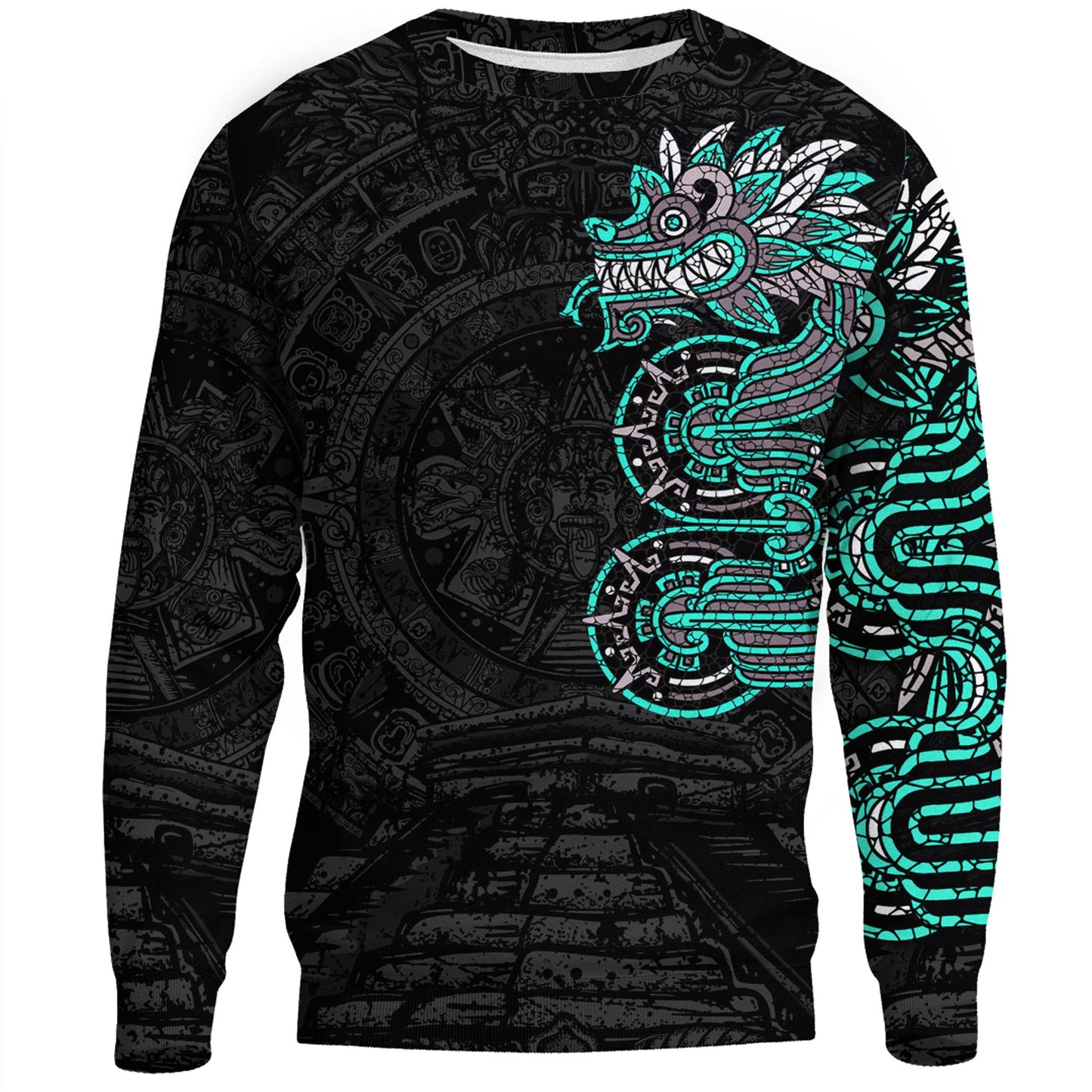 Clothing Mexico Quetzalcoatl Mexican God Aztec Cyan Version Sweatshirts