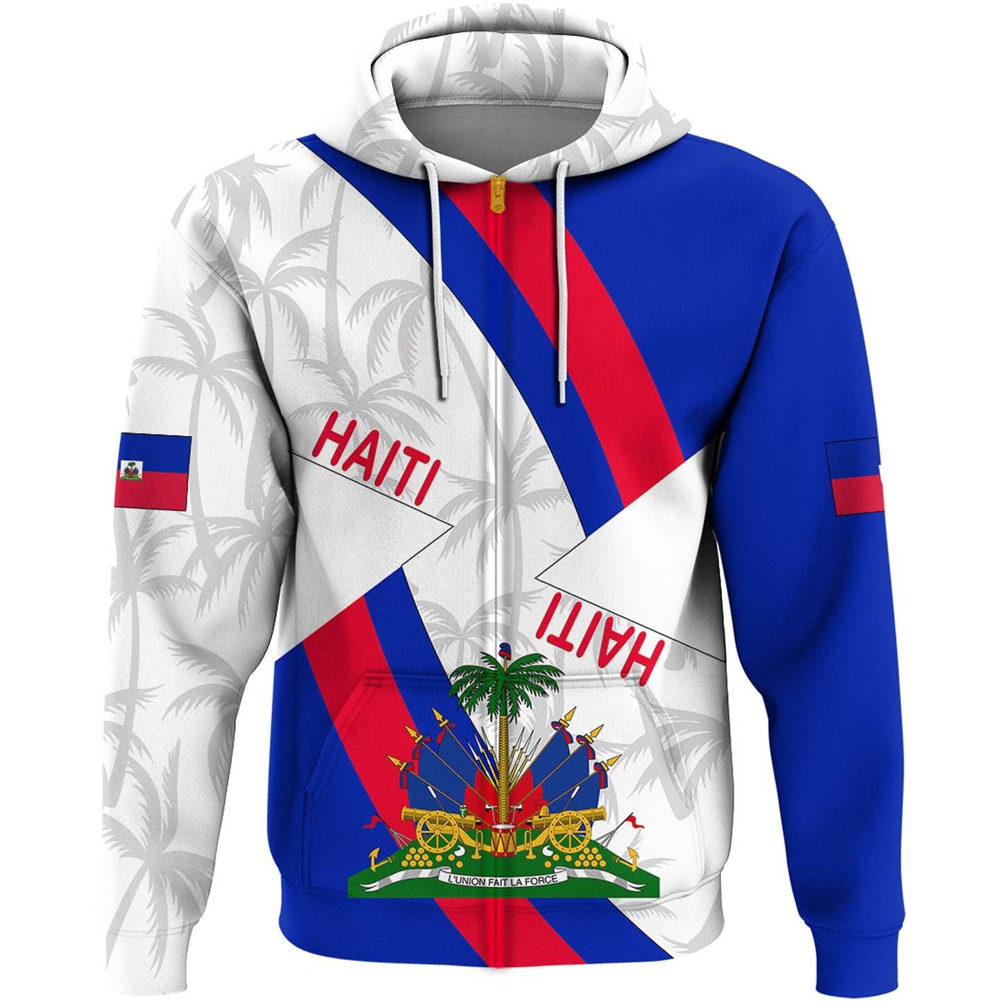Haiti Zip Hoodie Haiti Coat Of Arms Printed Hoodie Clothing