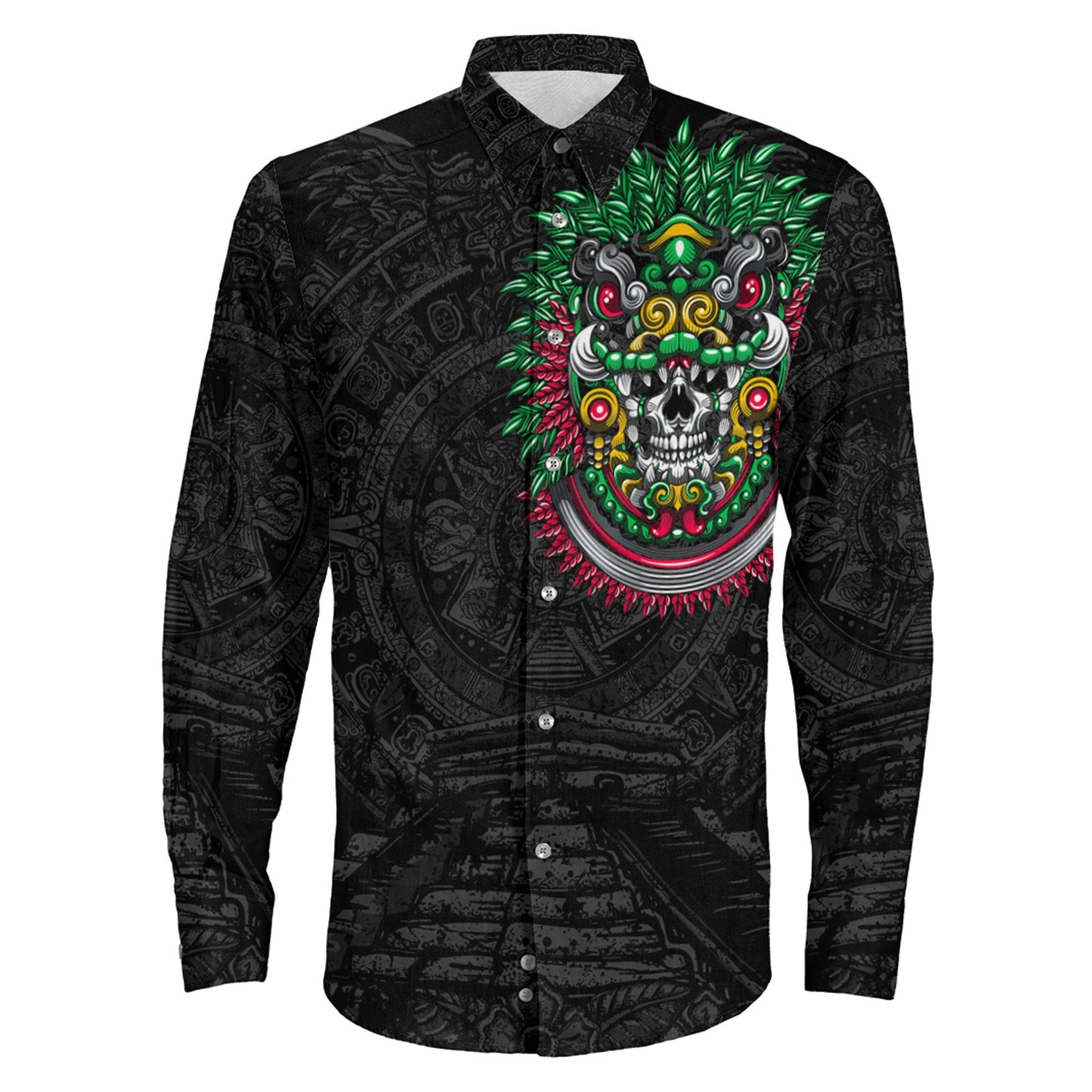 Clothing Quetzalcoatl Aztec Warrior Long Sleeve Button Shirt