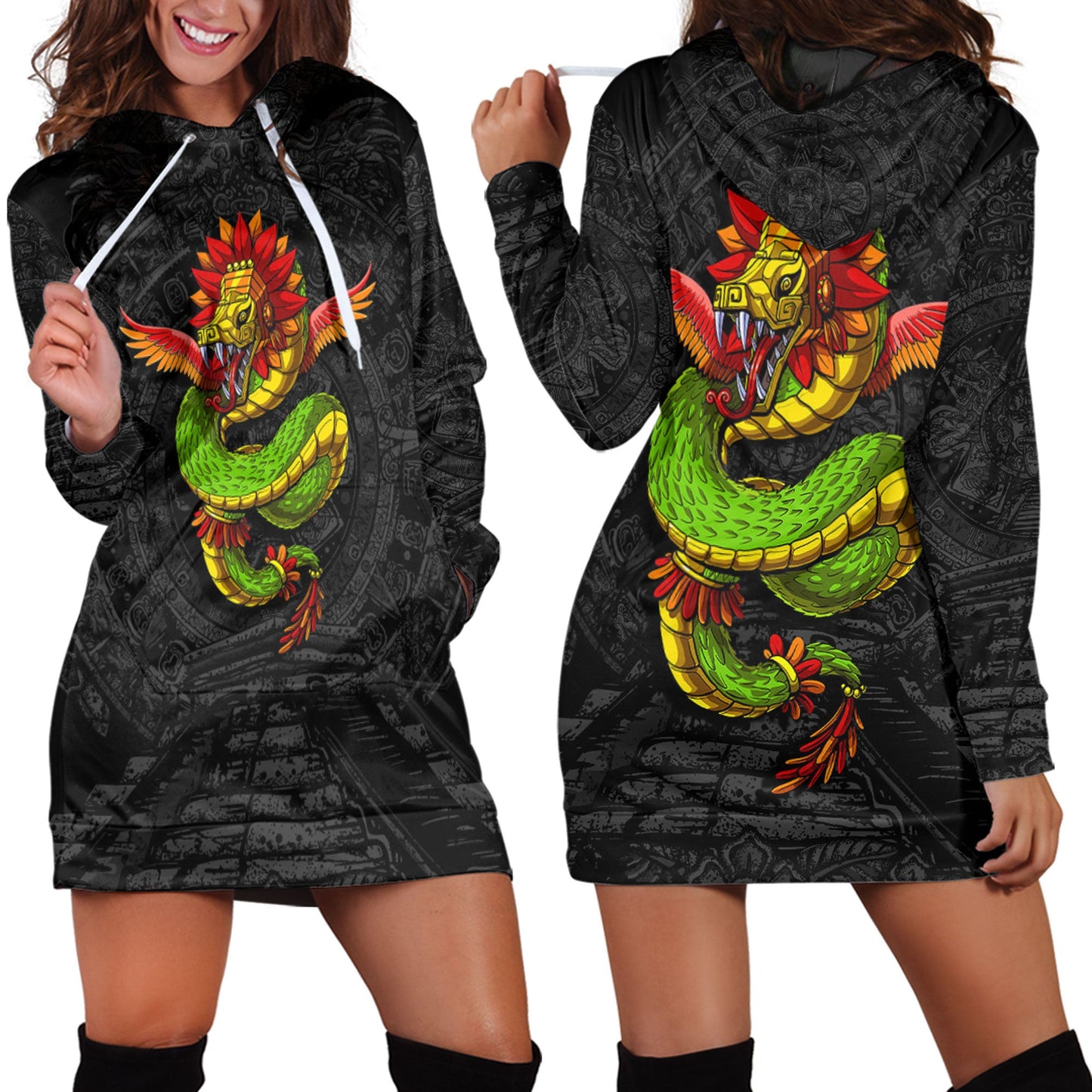 Clothing Aztec God Quetzalcoatl Hoodie Dress