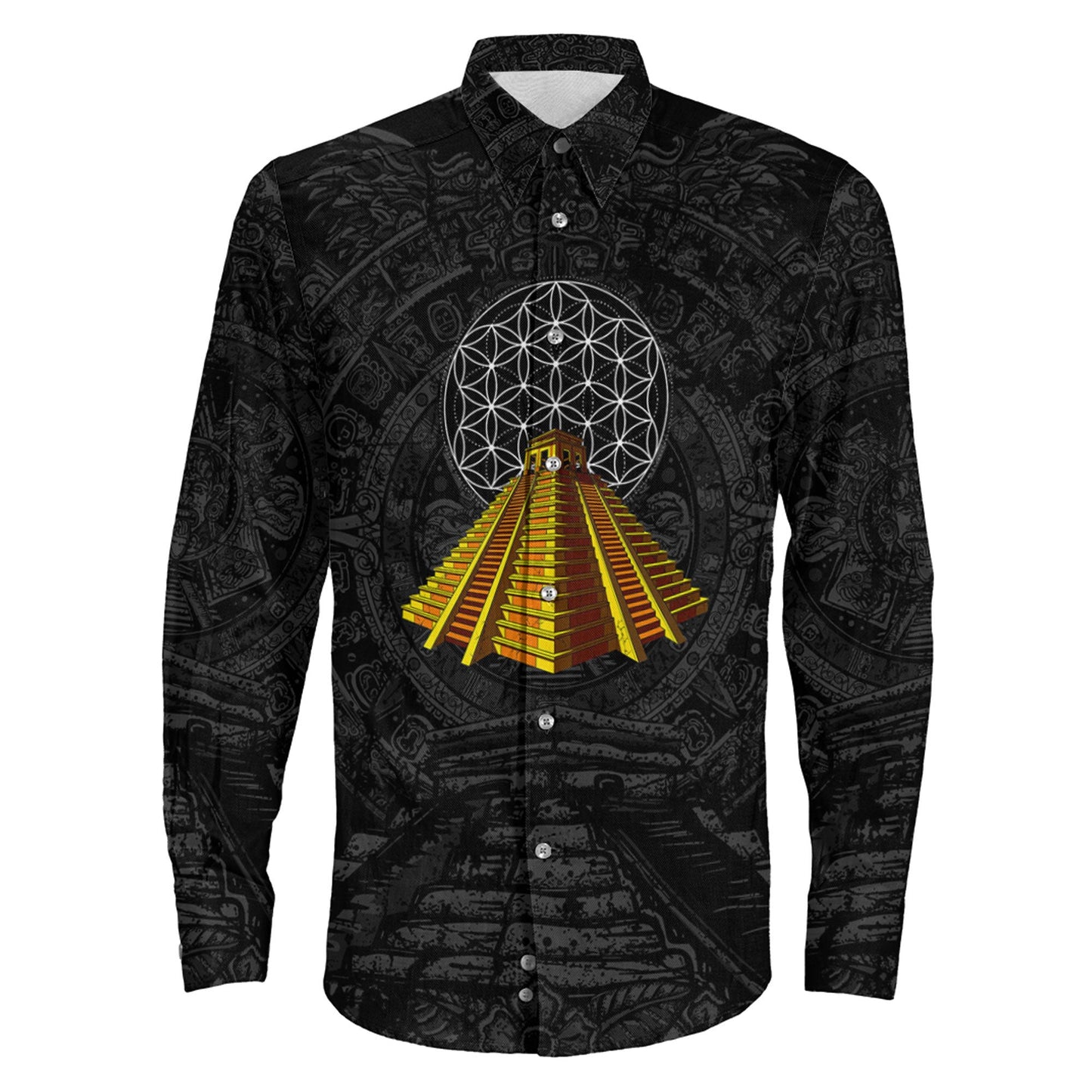 Clothing Aztec Pyramid Long Sleeve Button Shirt
