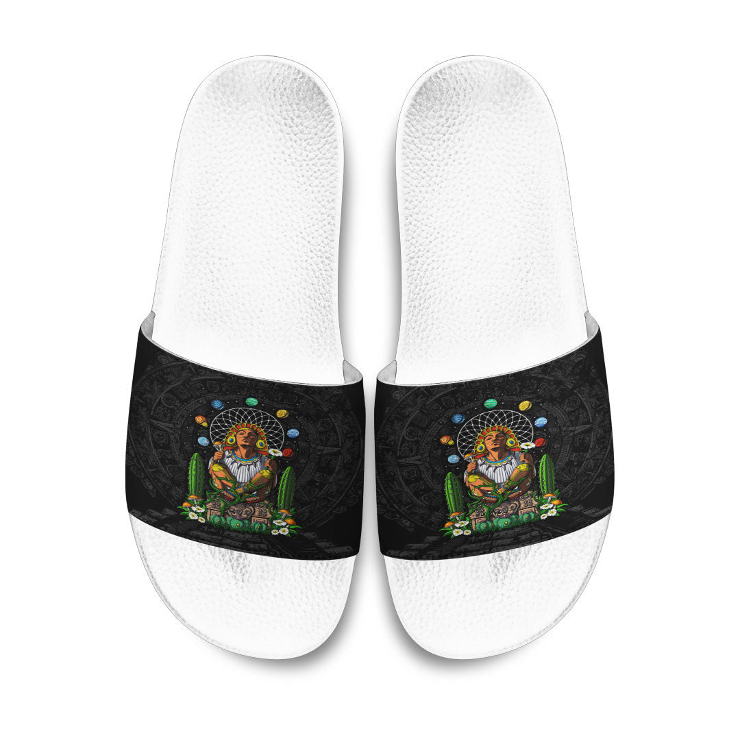 Slide Sandals Psychedelic Aztec God Xochipilli Slide Sandals