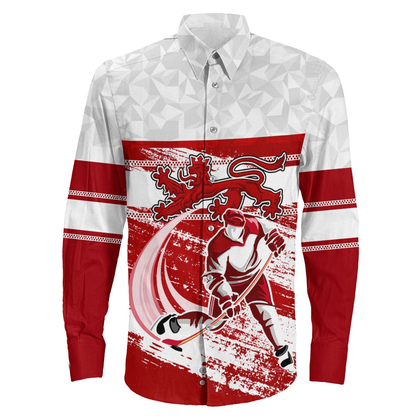 Clothing Denmark Team Hockey Jersey Special Style Long Sleeve Button Shirt