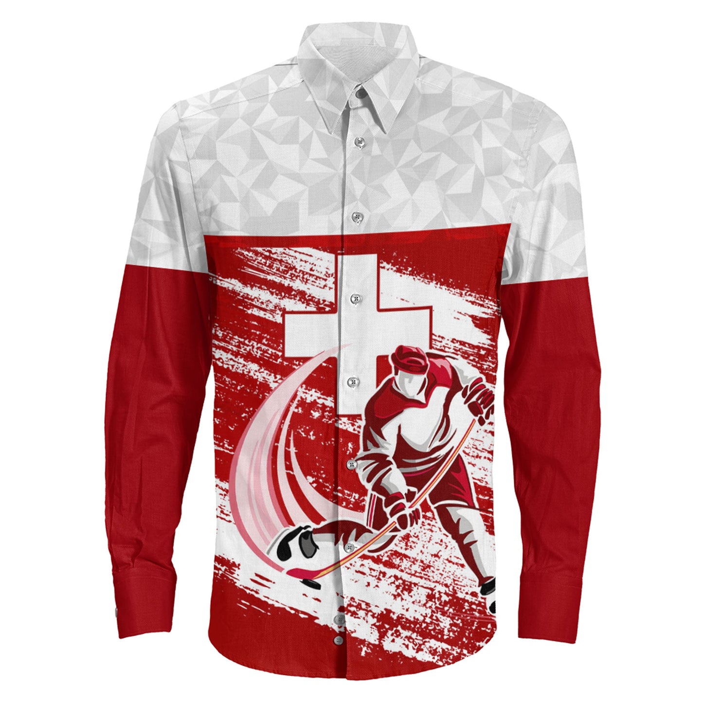 Clothing Switzerland Hockey Jersey Style Special Long Sleeve Button Shirt