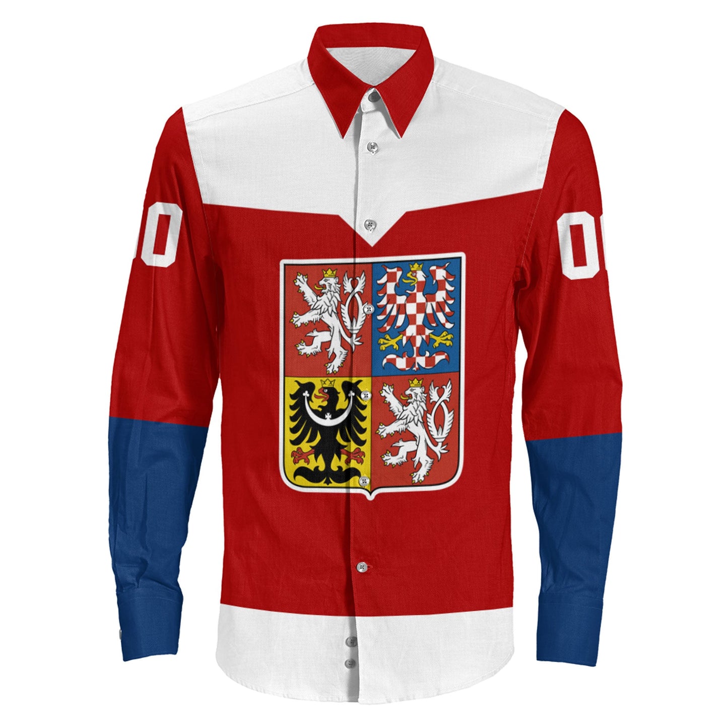 Clothing Custom Czech Team Republic Hockey Jersey Style Long Sleeve Button Shirt