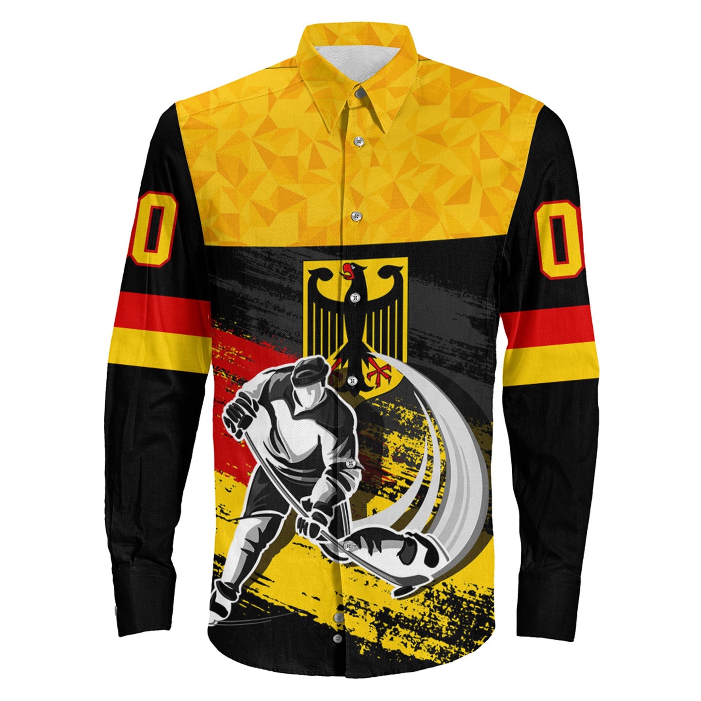 Clothing Custom Germany Hockey Jersey Special Style Long Sleeve Button Shirt