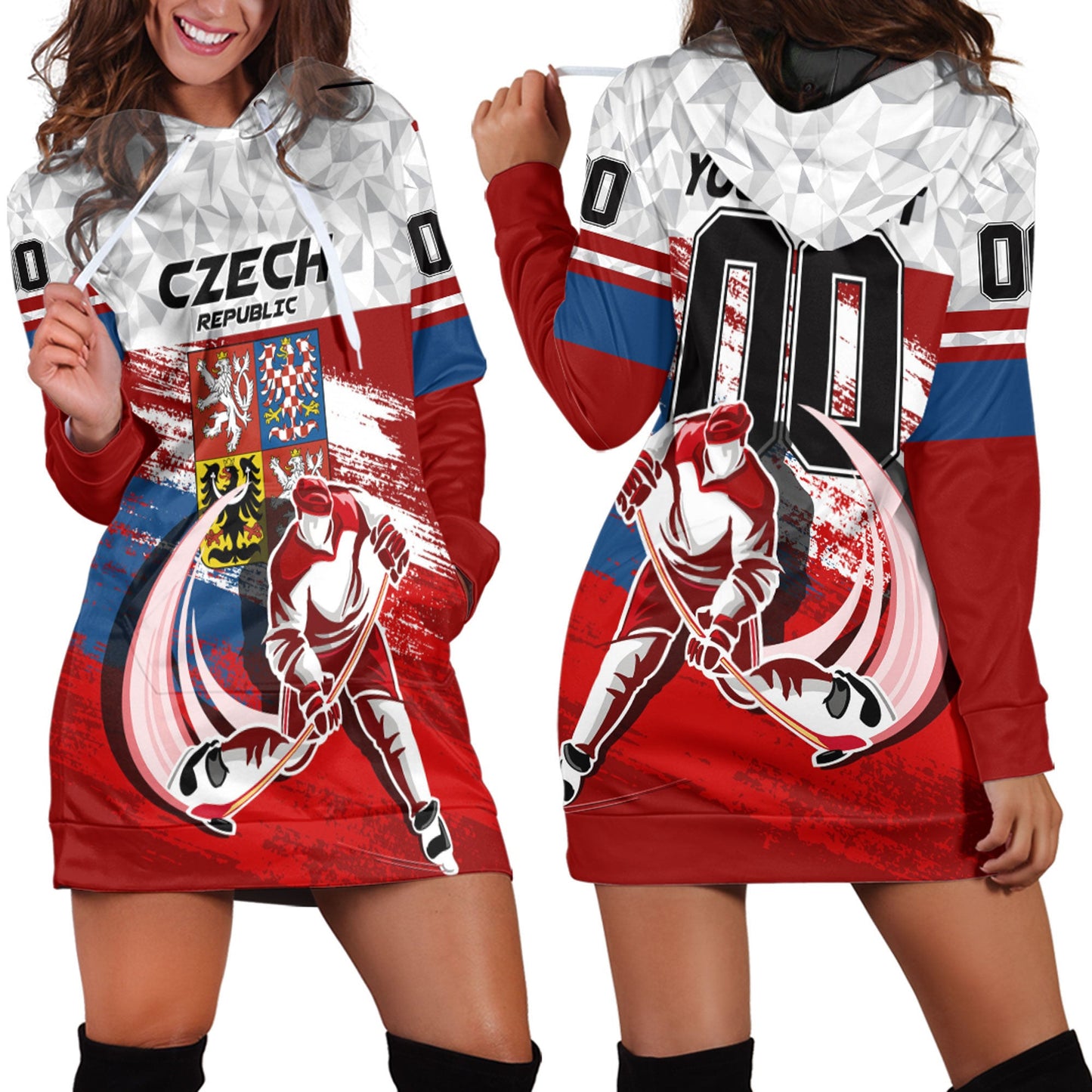 Clothing Custom Czech Republic Hockey Jersey Special Style Hoodie Dress