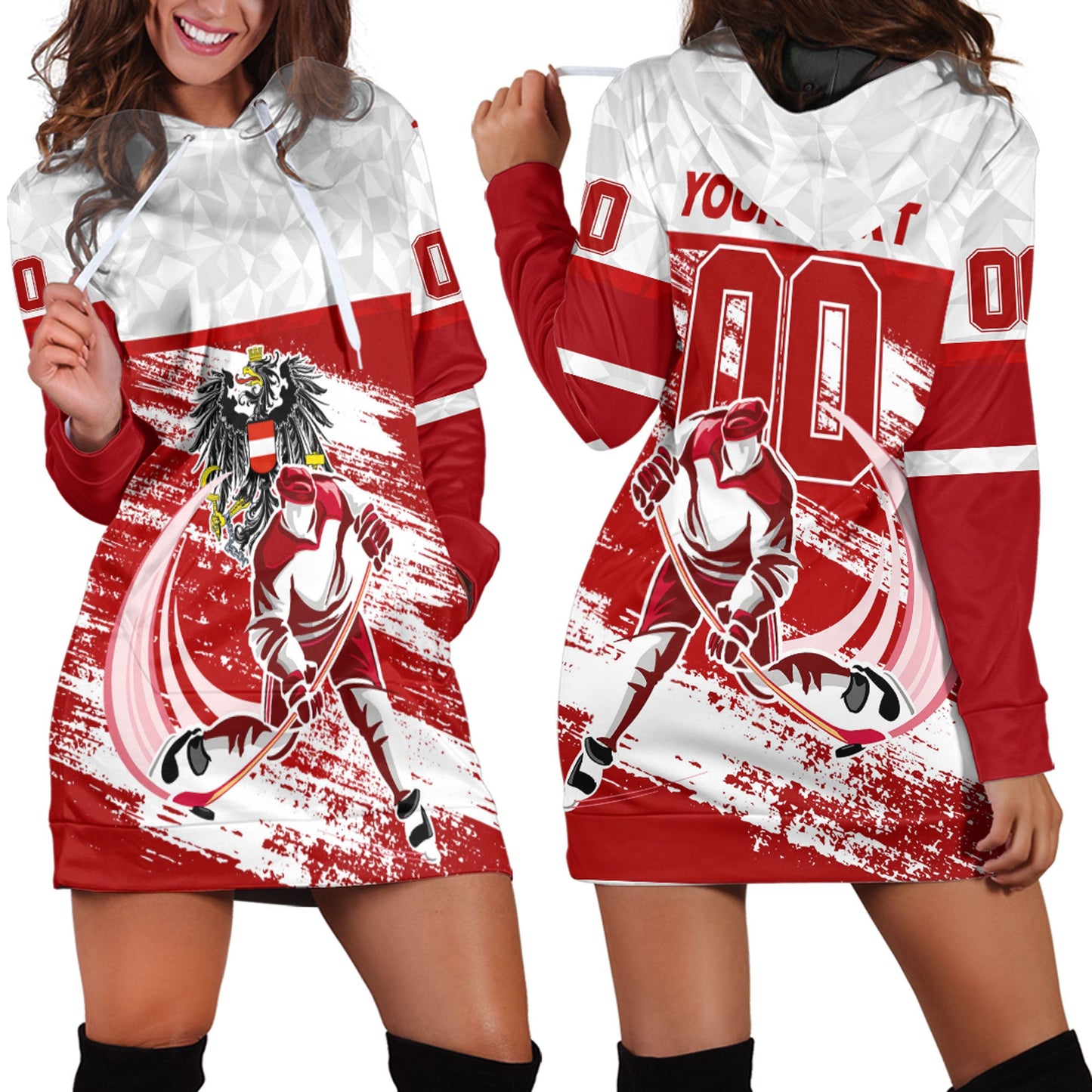 Clothing Custom Austria Hockey Jersey Style Hoodie Dress