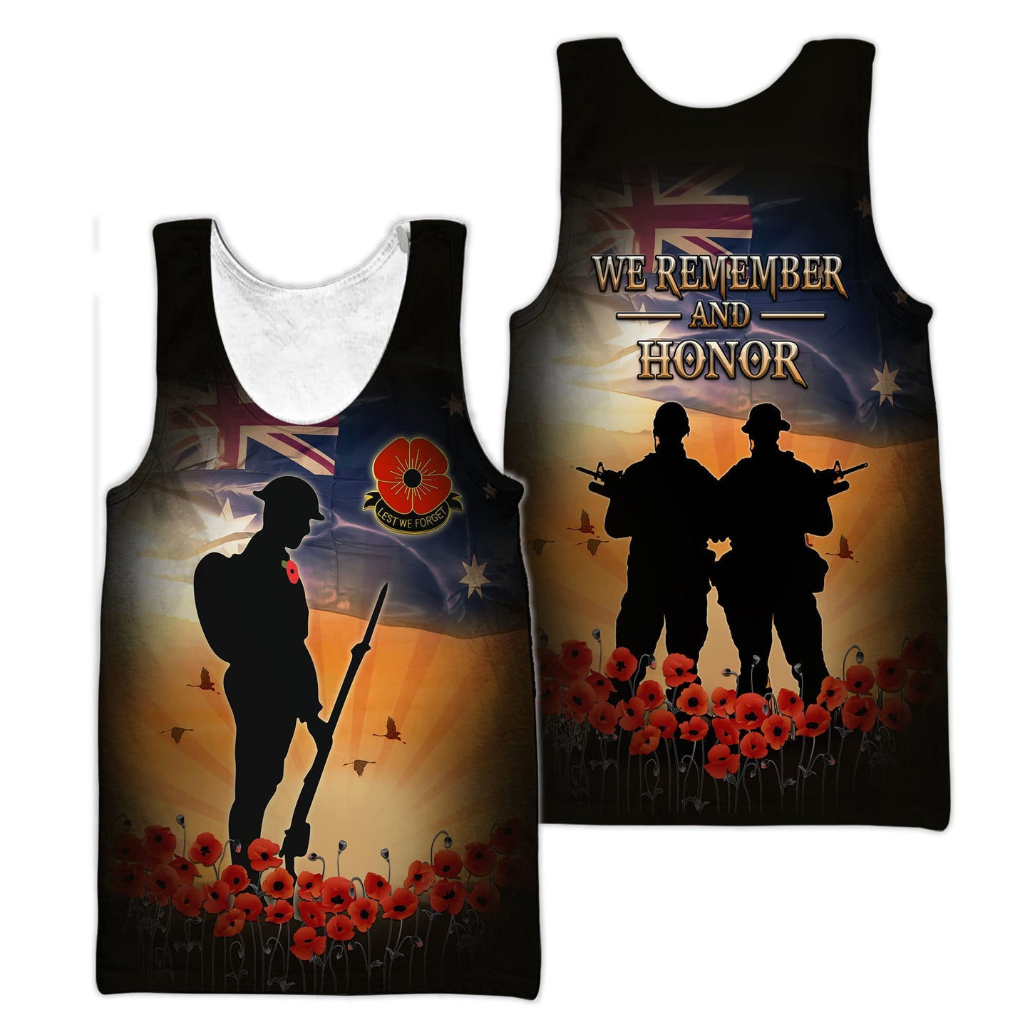 Anzac Day Tank Top Lest We Forget Anzac Day