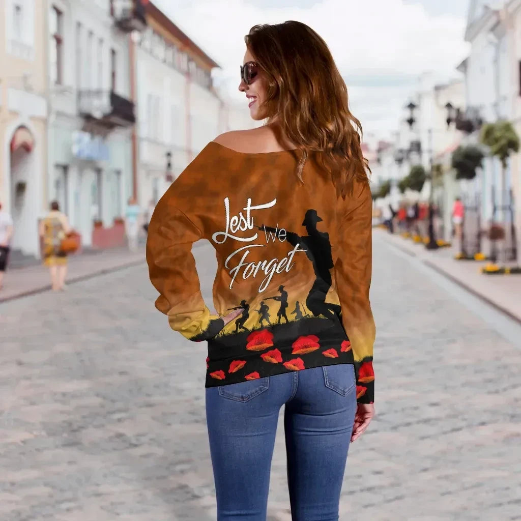 AnZac Day NewZealand Off Shoulder Sweater Lest We Forget