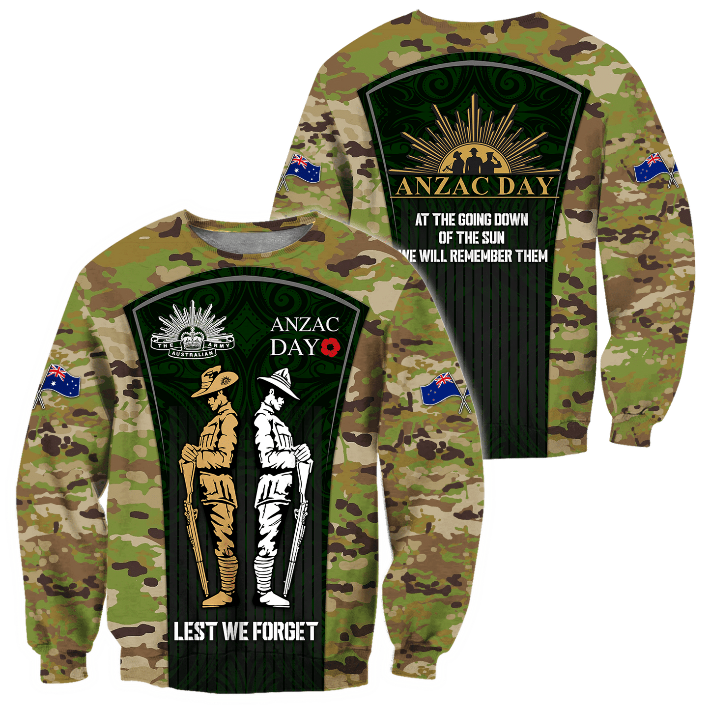 Anzac Day Clothing Lest We Forget Anzac Day Sweatshirt