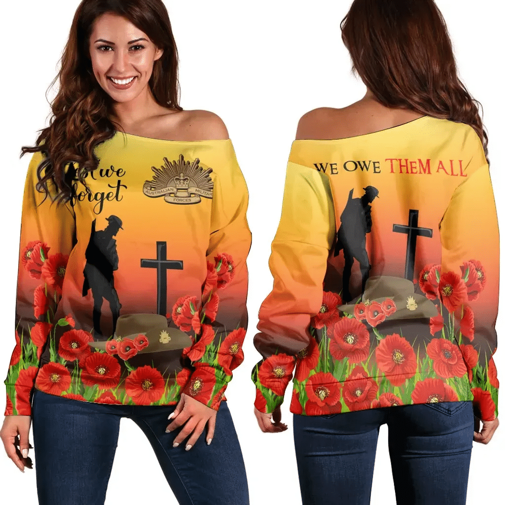 Australia Anzac Day Off Shoulder Sweater Lest We Forget