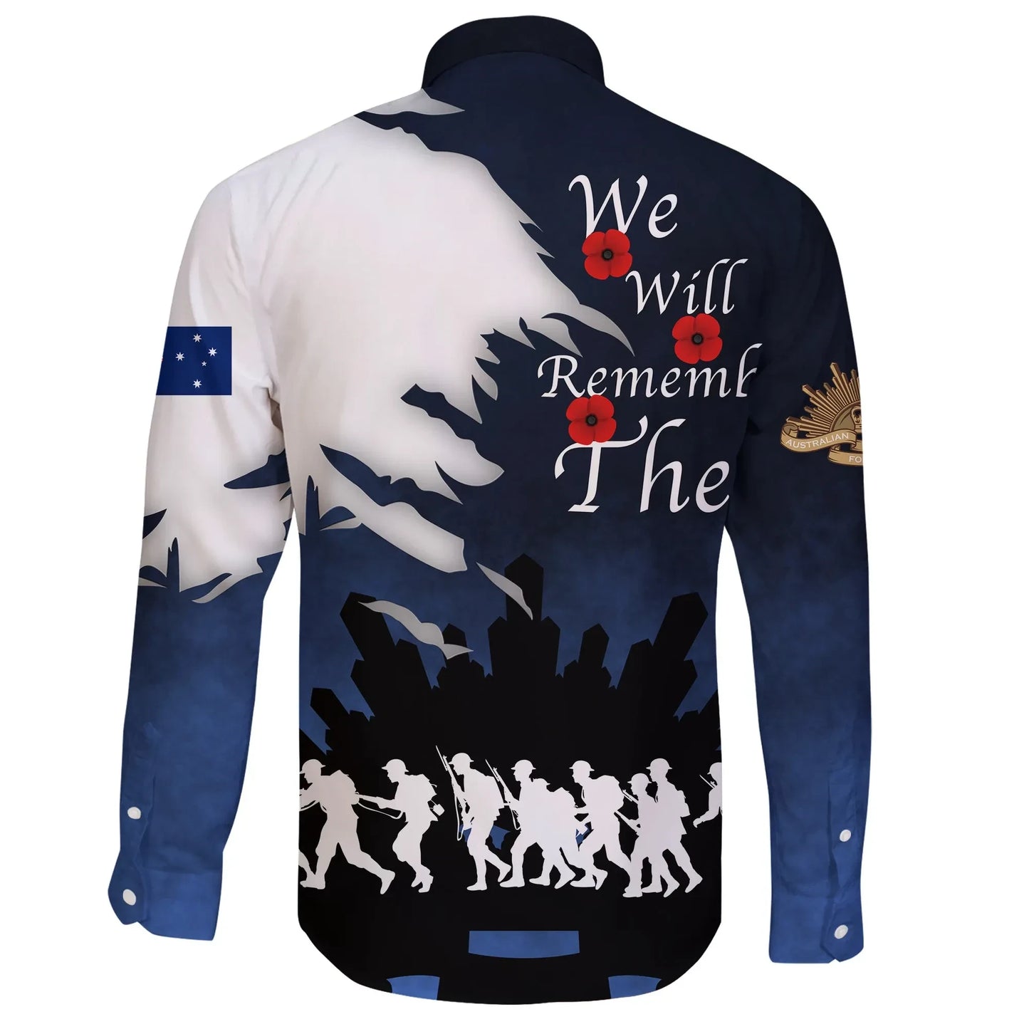 Australia Anzac Day Long Sleeve Button Shirt We Will Remember Them
