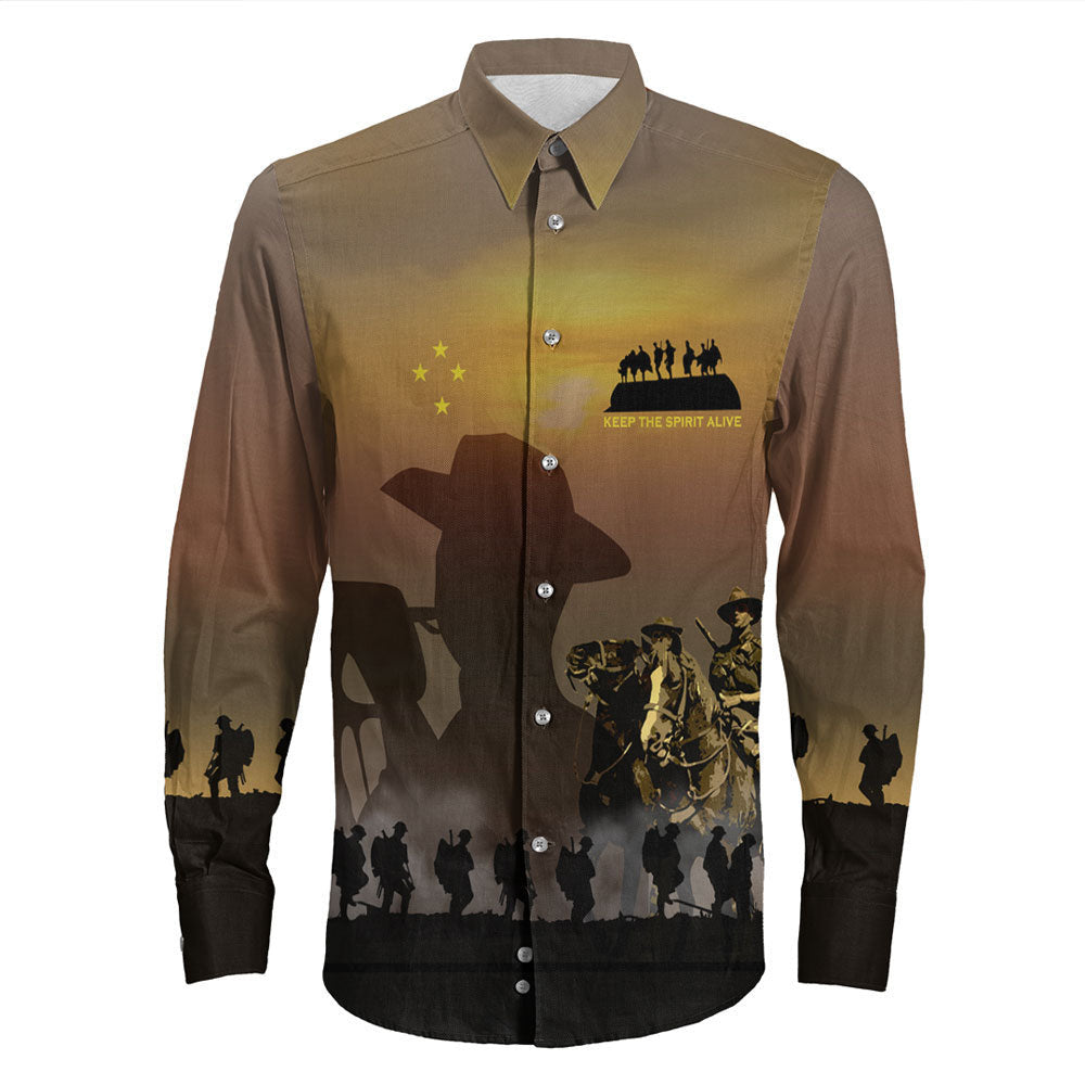 Rugbylife Clothing Anzac Day Keep The Spirit Alive Long Sleeve Button Shirt