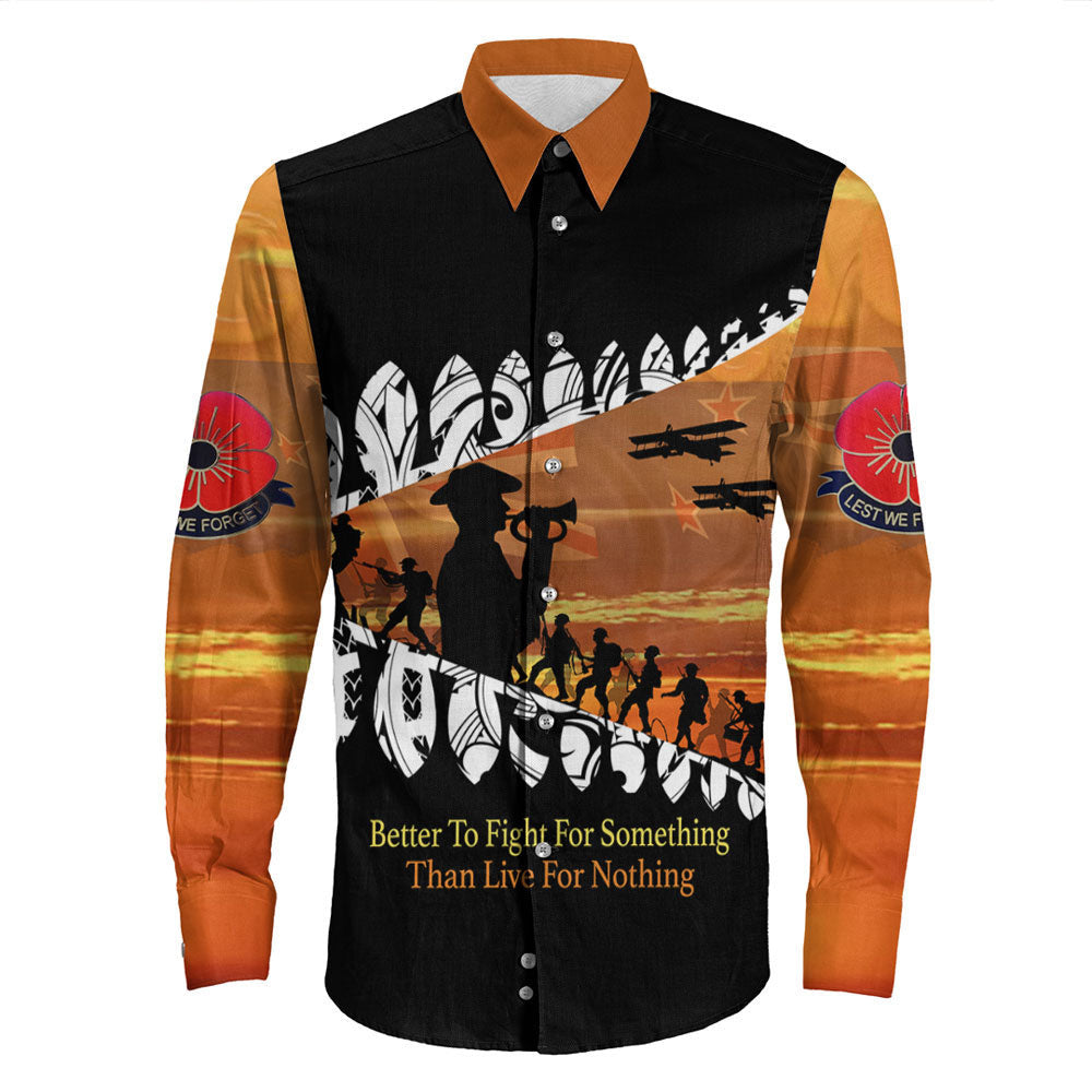 Rugbylife Clothing New Zealand Anzac Day We Will Remember Them Long Sleeve Button Shirt