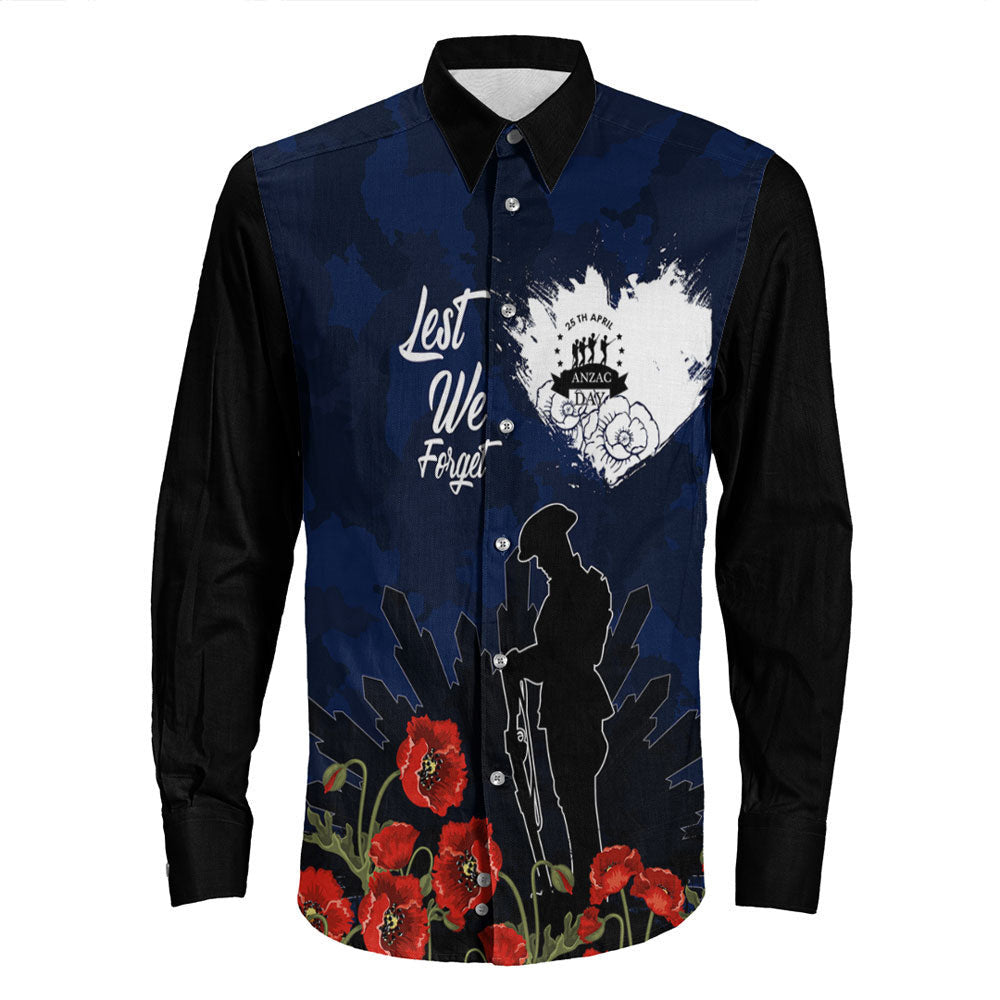 Rugbylife Clothing Anzac Day Camouflage Lest We Forget Long Sleeve Button Shirt