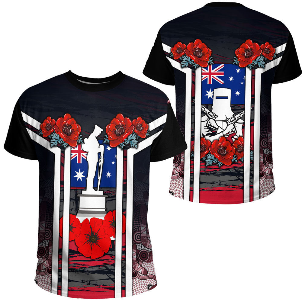 Clothing Australia Anzac Day Poppy Aboriginal Pattern T Shirt