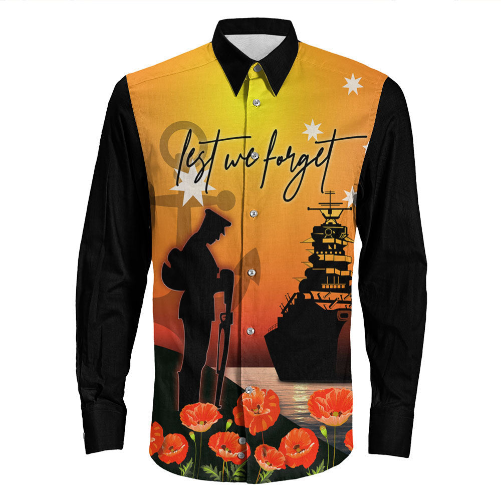 Rugbylife Clothing Anzac Day Navy Soldier Long Sleeve Button Shirt