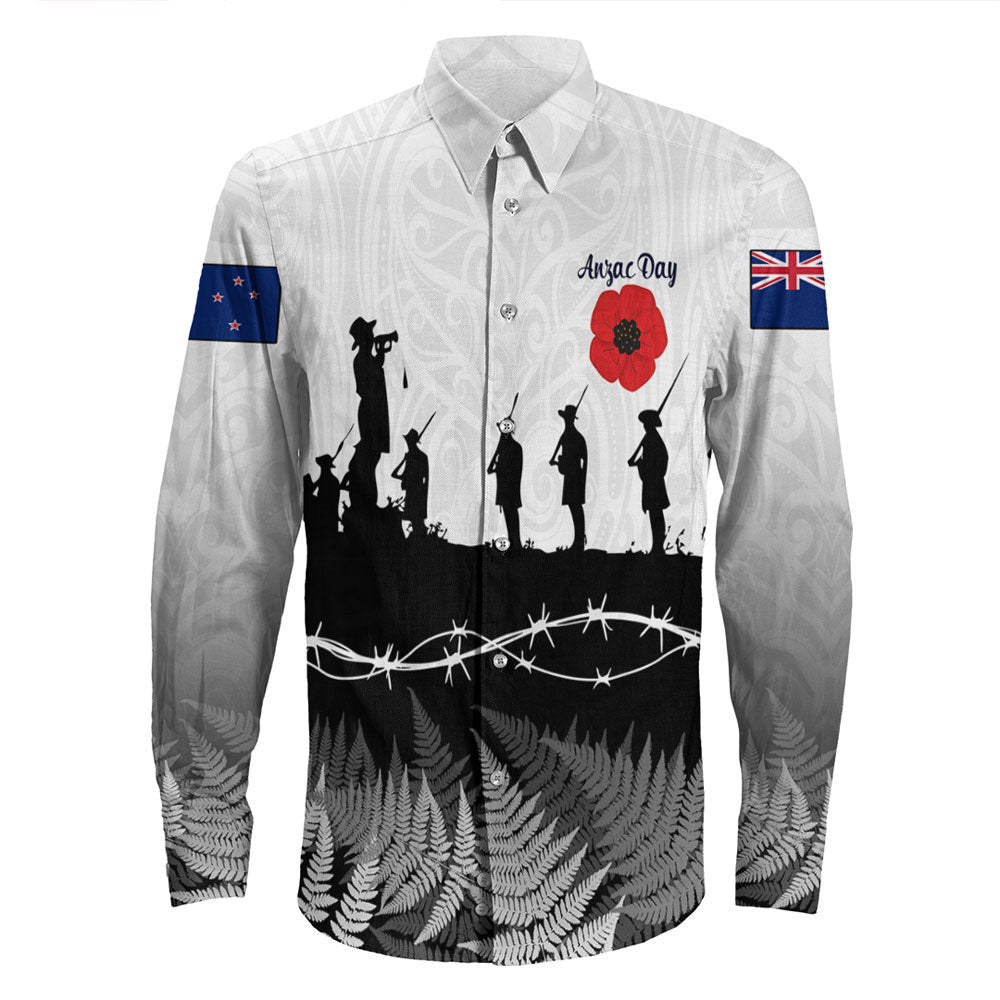 Rugbylife Clothing New Zealand Anzac Day Silhouette Soldier Long Sleeve Button Shirt