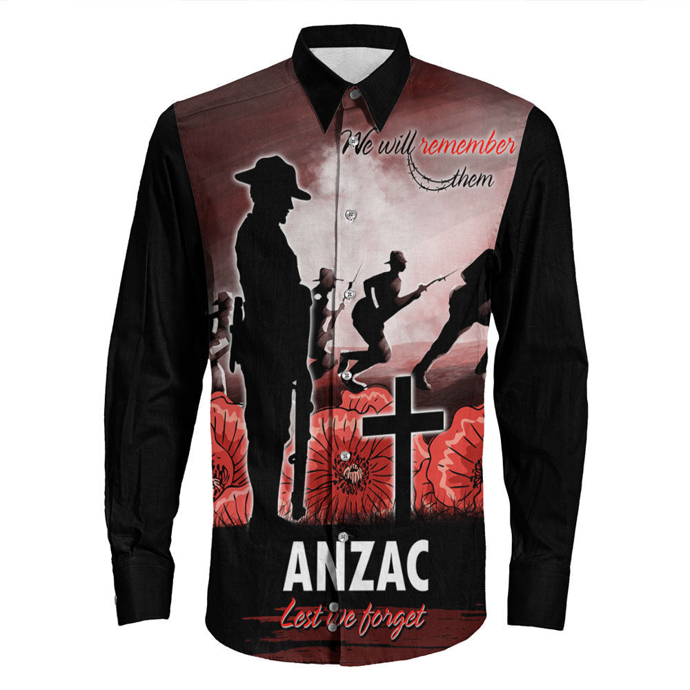 Rugbylife Clothing Anzac Day We Will Remember Them Special Version Long Sleeve Button Shirt