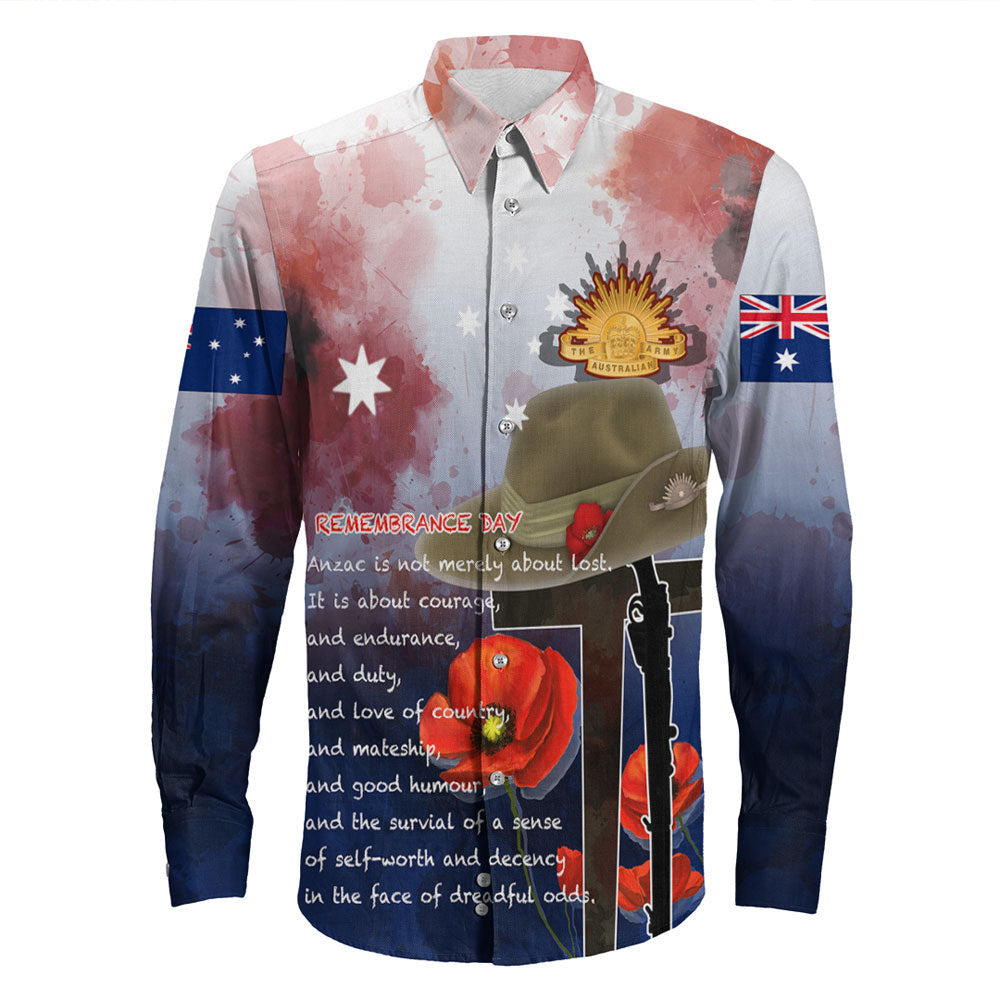 Rugbylife Clothing Anzac Day Remembrance Day Qoute Long Sleeve Button Shirt