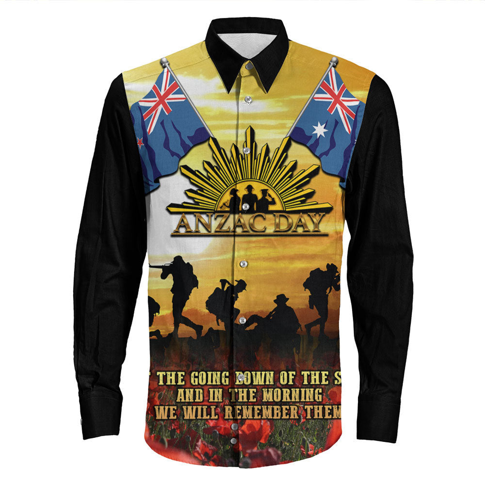 Rugbylife Clothing Anzac Day Soldier Going Down Of The Sun Long Sleeve Button Shirt