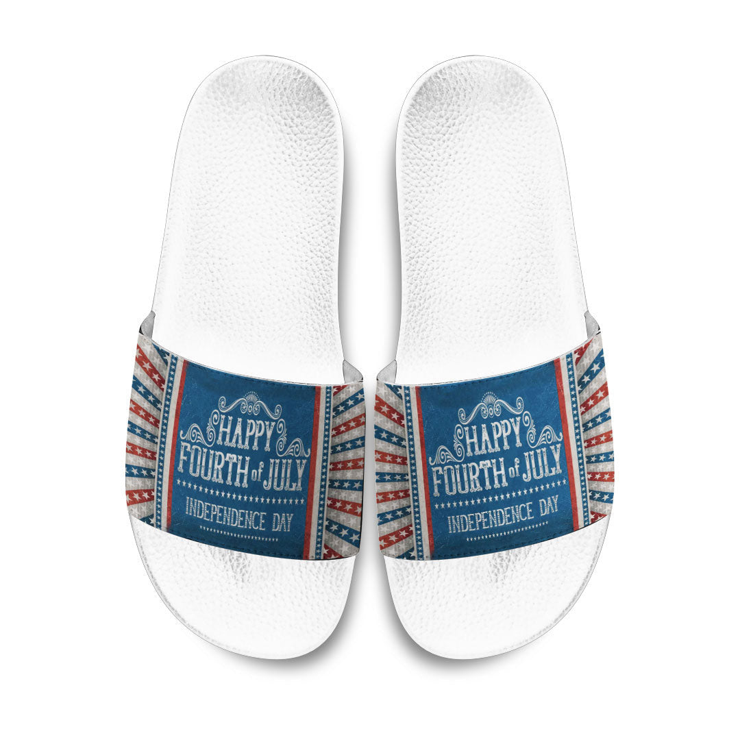 Slide Sandals Happy Fourth of July Slide Sandals