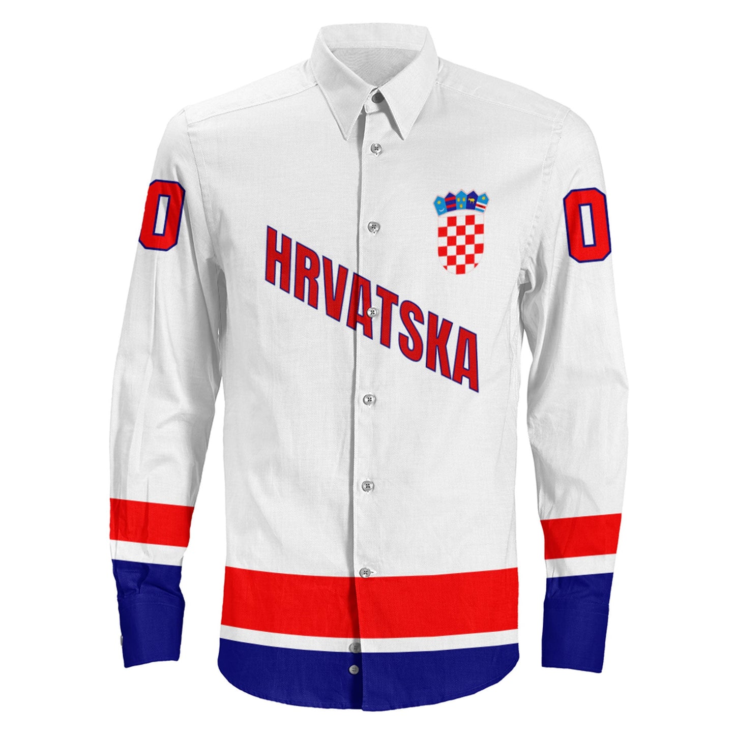 Clothing Custom Croatia Classic Hockey Jersey Style Long Sleeve Button Shirt