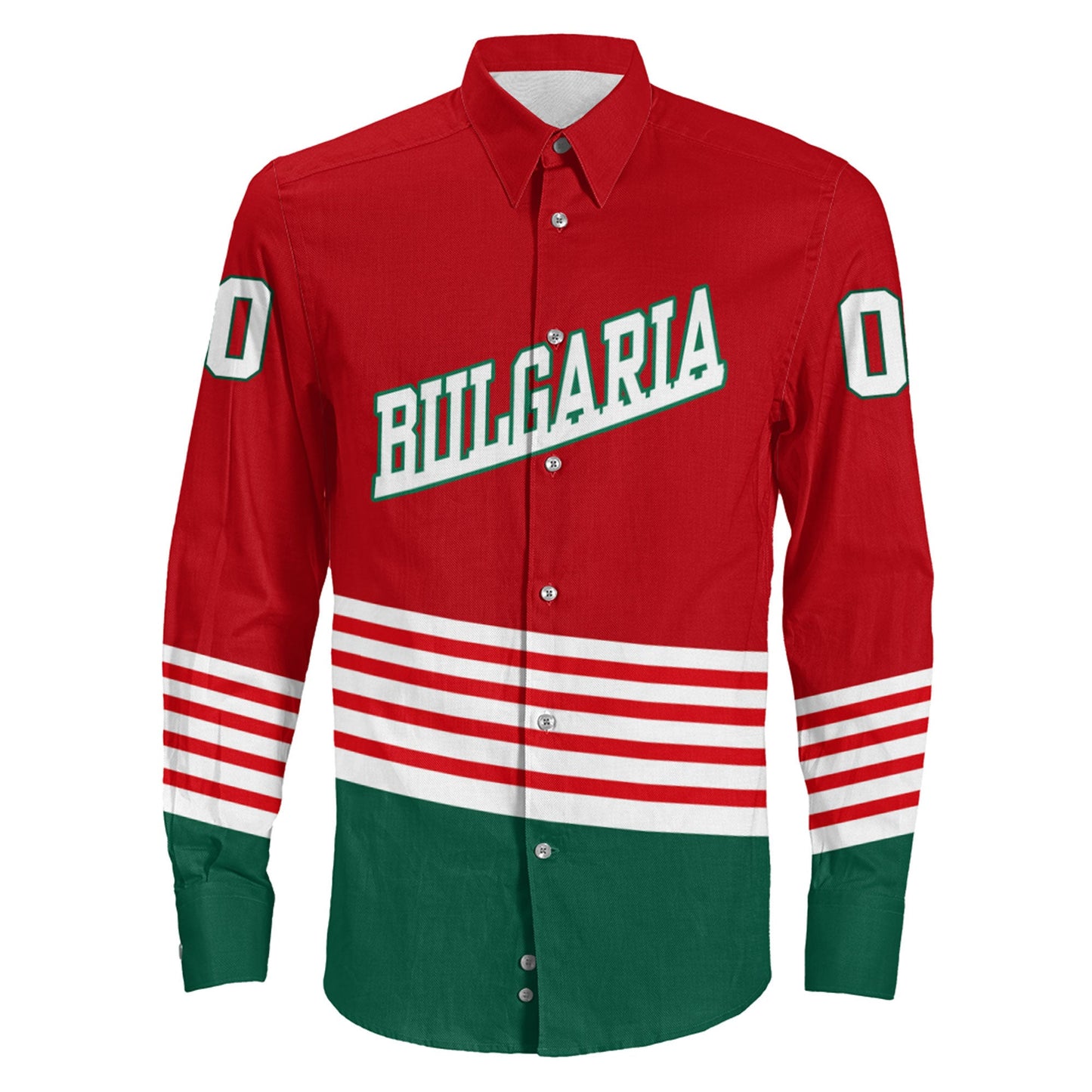 Clothing Custom Bulgaria Team Hockey Jersey Style Long Sleeve Button Shirt