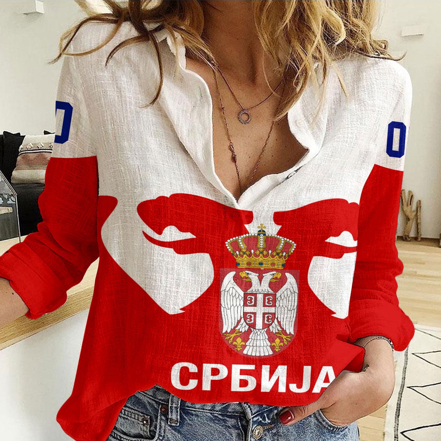 Clothing Custom Serbia Classic New Hockey Jersey Style Women Casual Shirt