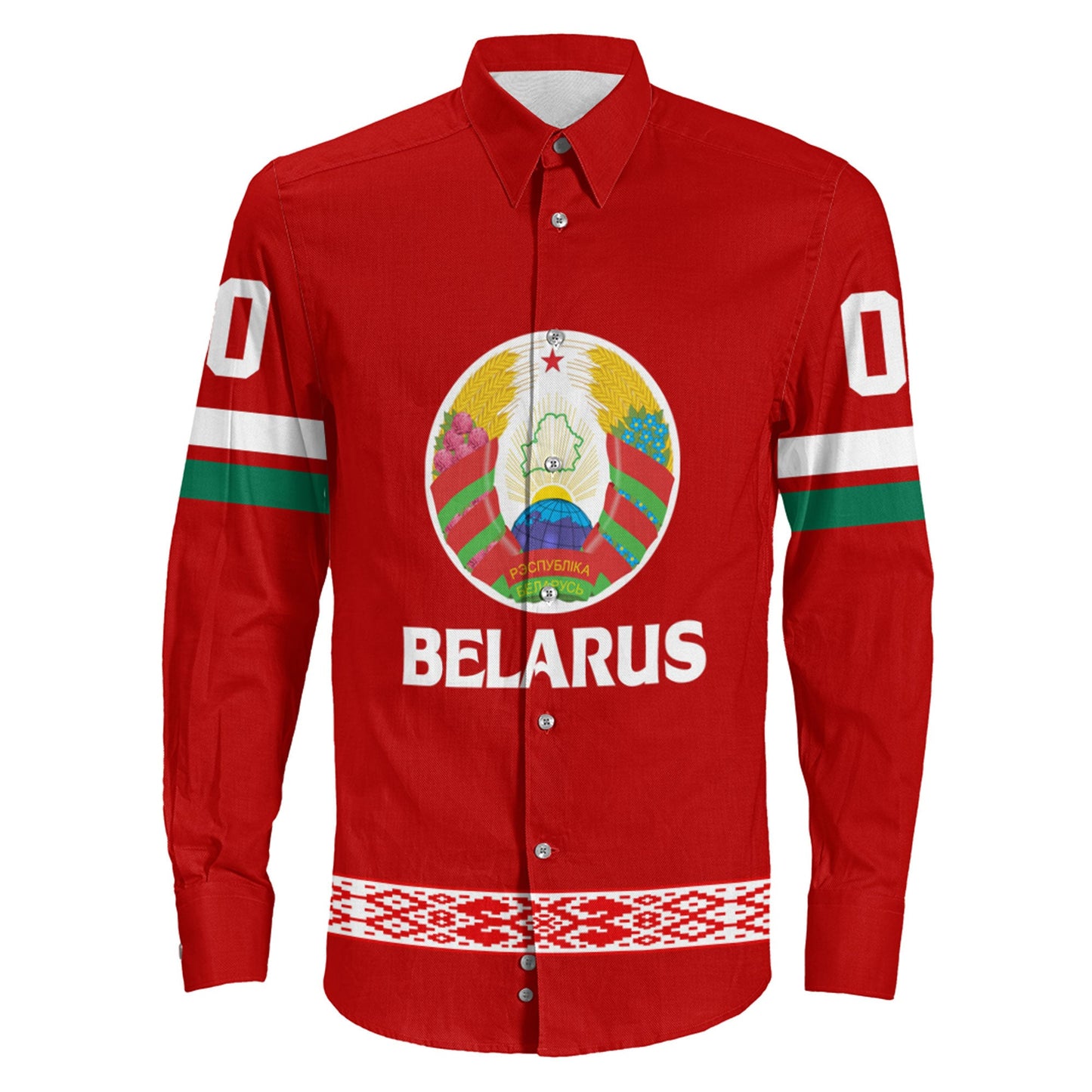 Clothing Custom Belarus Hockey Jersey Style Long Sleeve Button Shirt