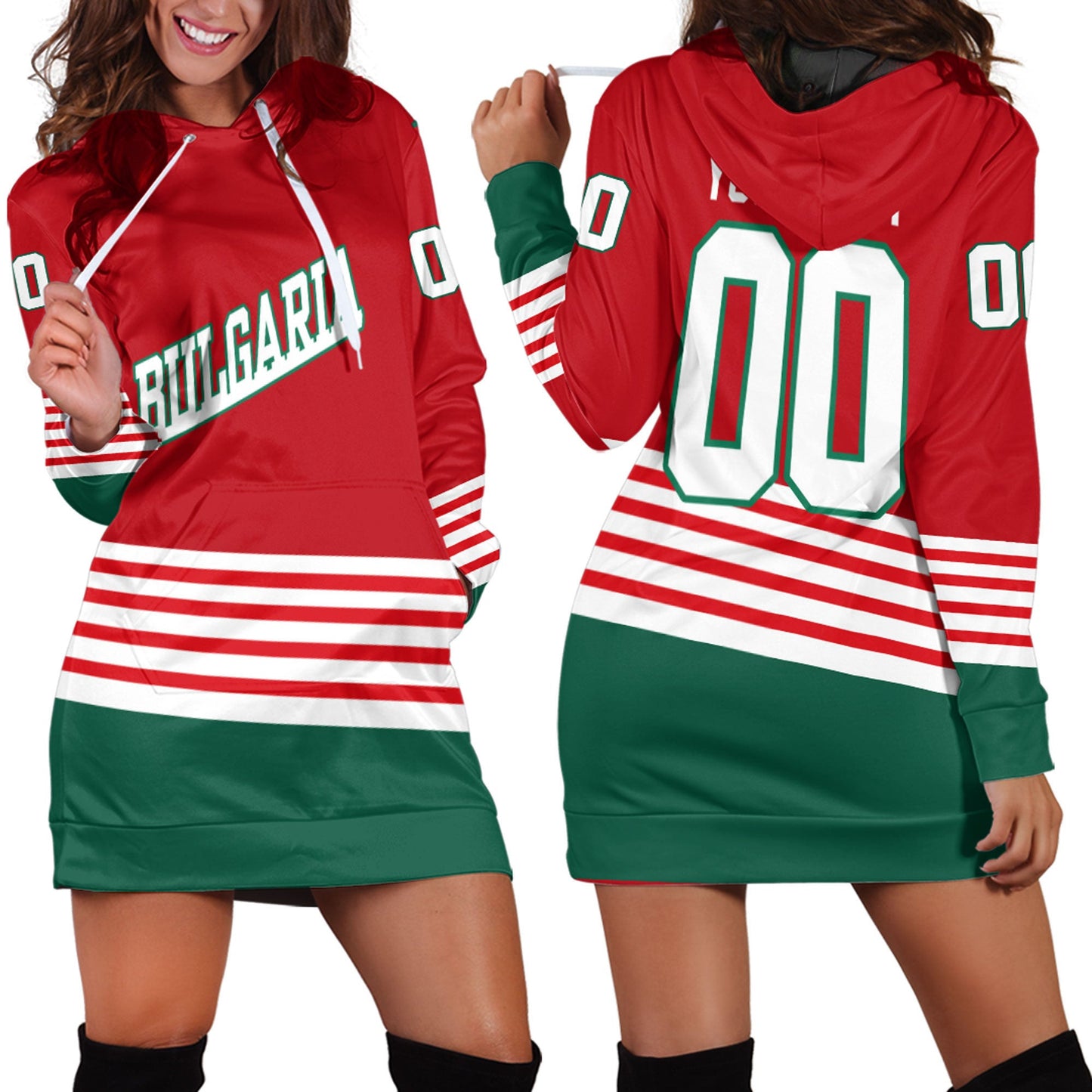 Clothing Custom Bulgaria Team Hockey Jersey Style Hoodie Dress