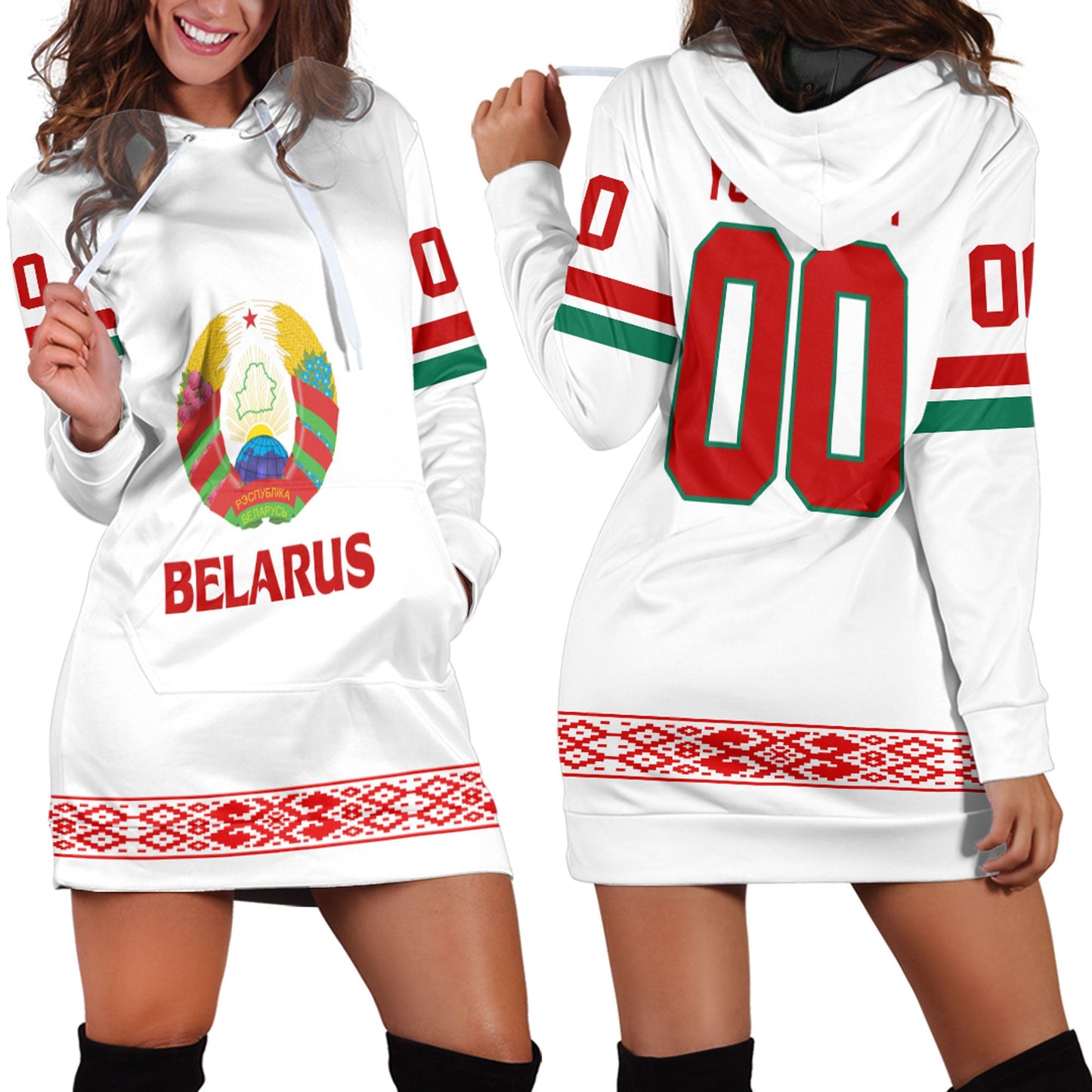 Clothing Custom Belarus Team Hockey Jersey Style Hoodie Dress