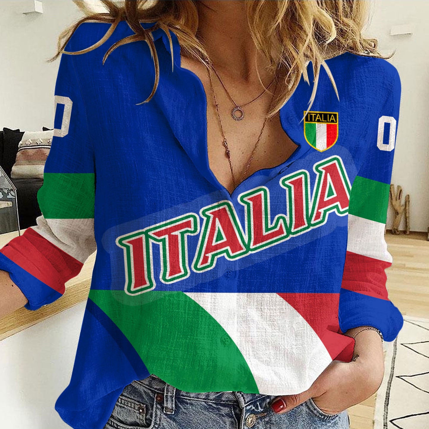 Clothing Custom Italy Team Hockey Jersey Style Women Casual Shirt