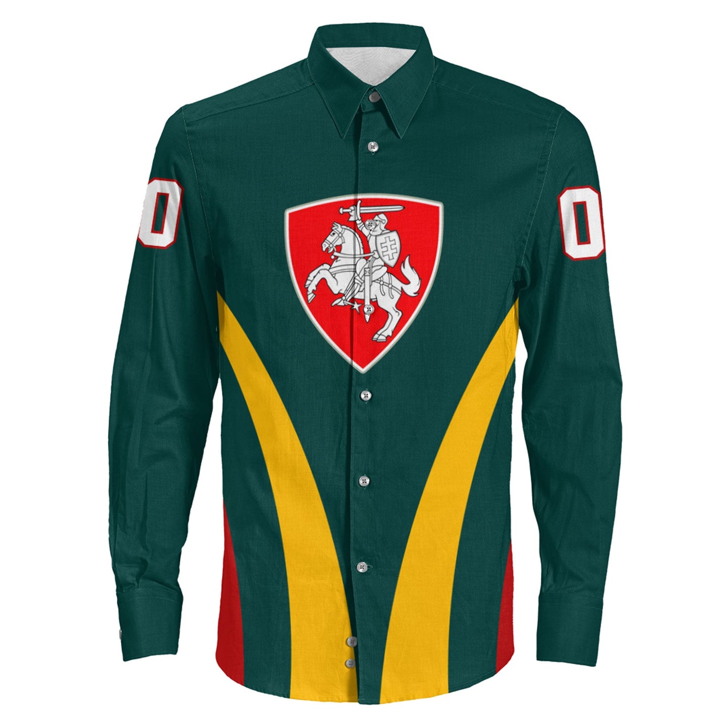 Clothing Custom Lithuania Team Hockey Jersey Style Long Sleeve Button Shirt