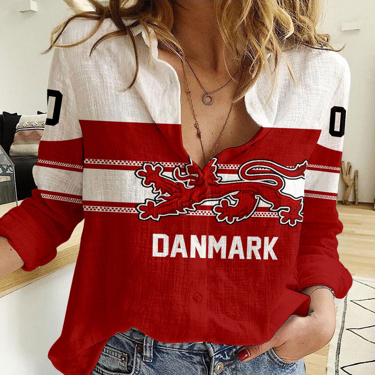 Clothing Custom Denmark Classic Hockey Jersey Style Women Casual Shirt