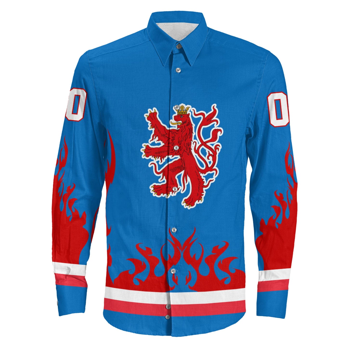 Clothing Custom Luxembourg Hockey Jersey Style Long Sleeve Button Shirt
