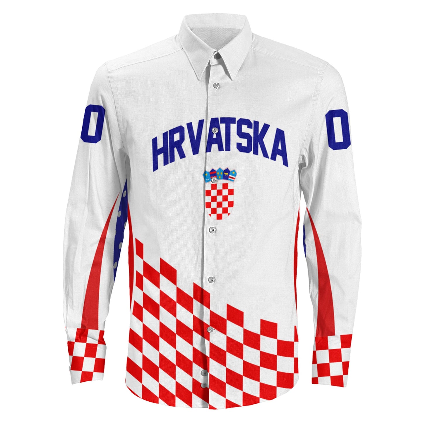 Clothing Custom Croatia Hockey Jersey Style White Version Long Sleeve Button Shirt