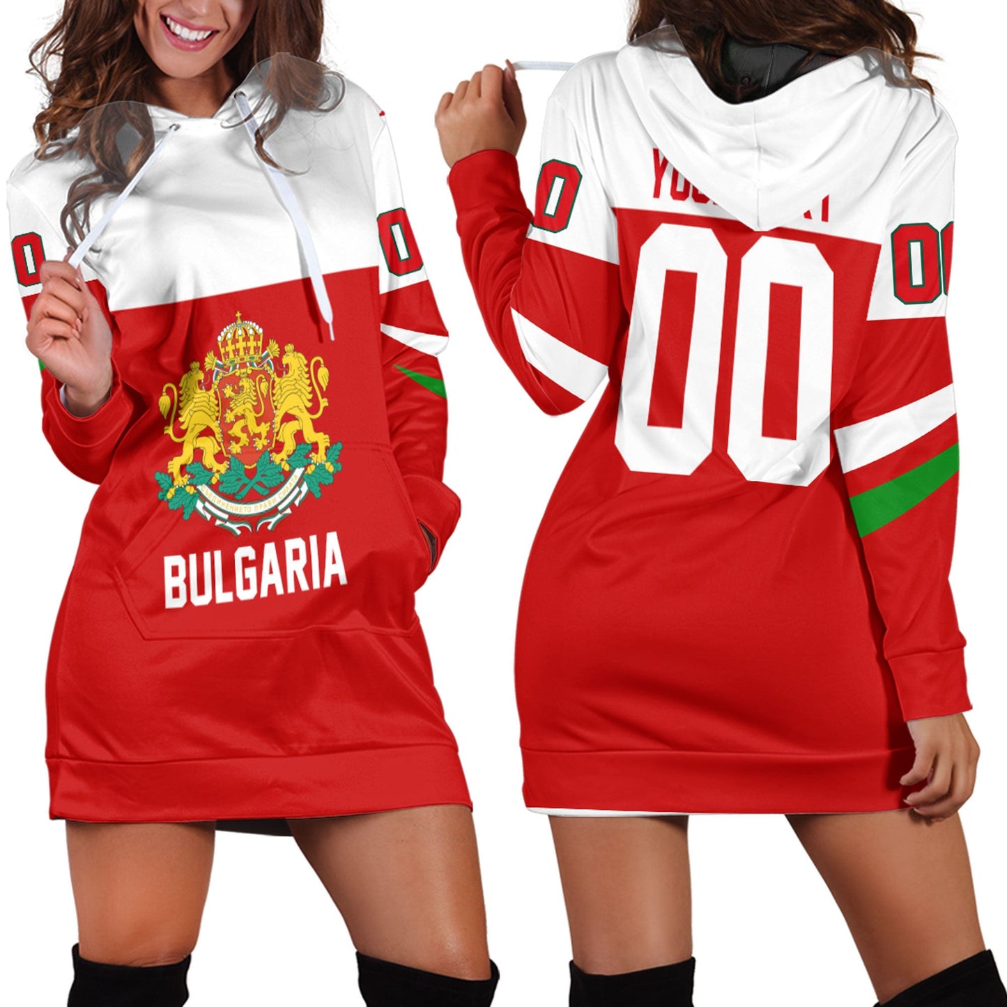 Clothing Custom Bulgaria Classic Hockey Jersey Style Hoodie Dress