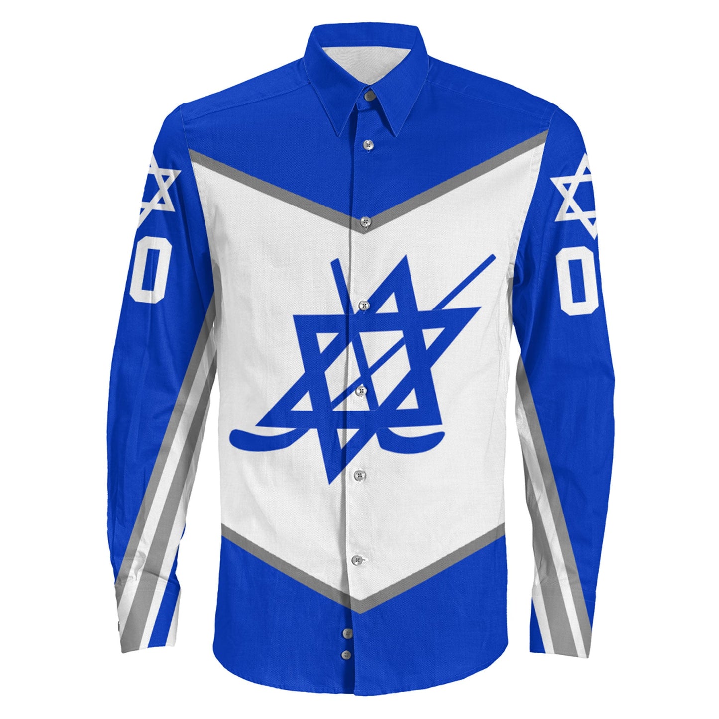 Clothing Custom Israel Teamhockey Jersey Style Long Sleeve Button Shirt
