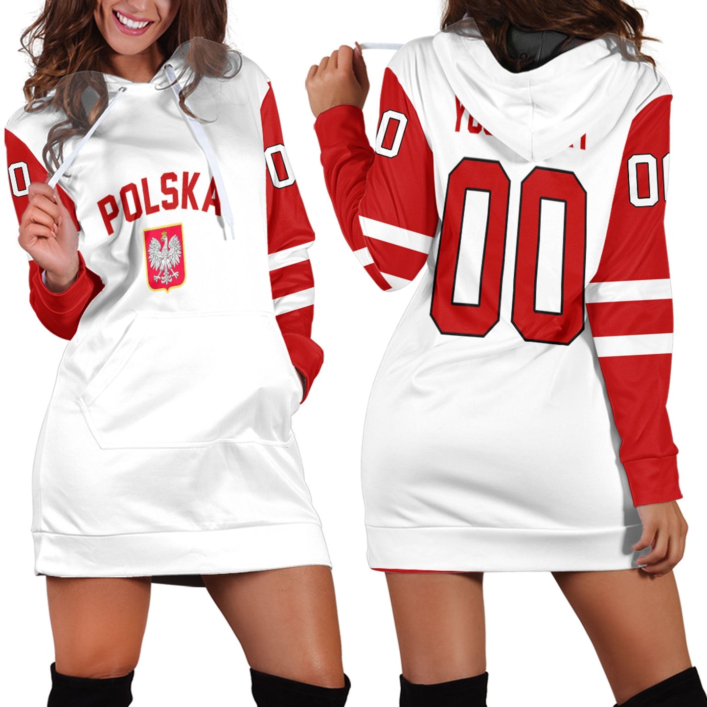 Clothing Custom Poland Classic Hockey Jersey Style Hoodie Dress