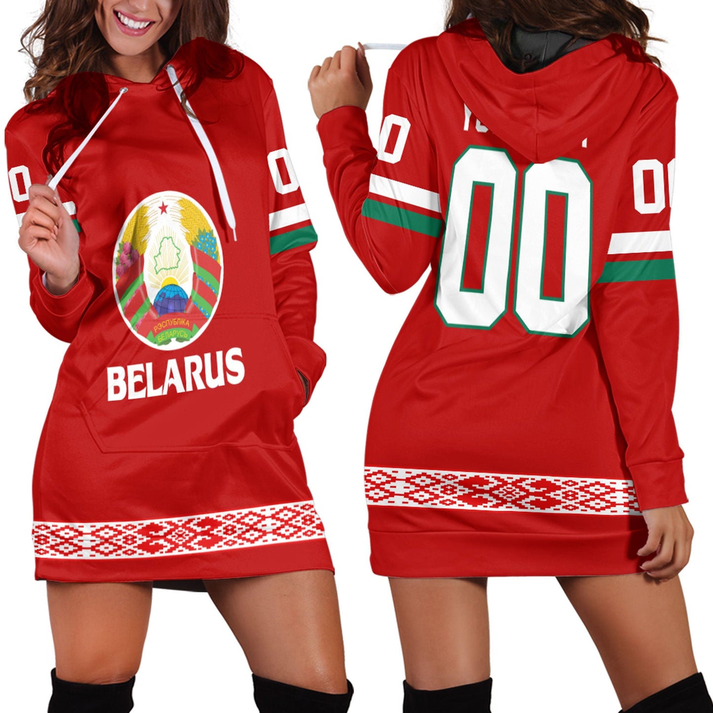 Clothing Custom Belarus Hockey Jersey Style Hoodie Dress