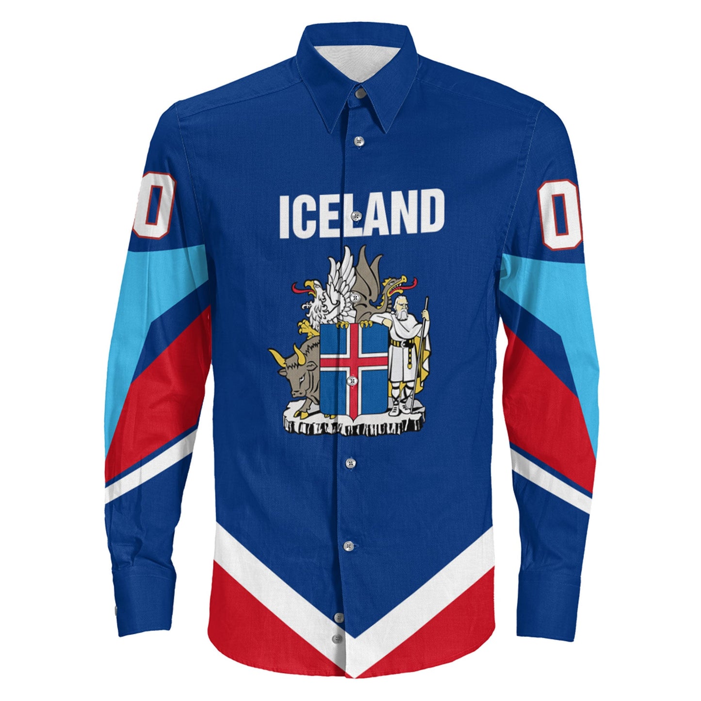 Clothing Custom Iceland Hockey Jersey Style Long Sleeve Button Shirt