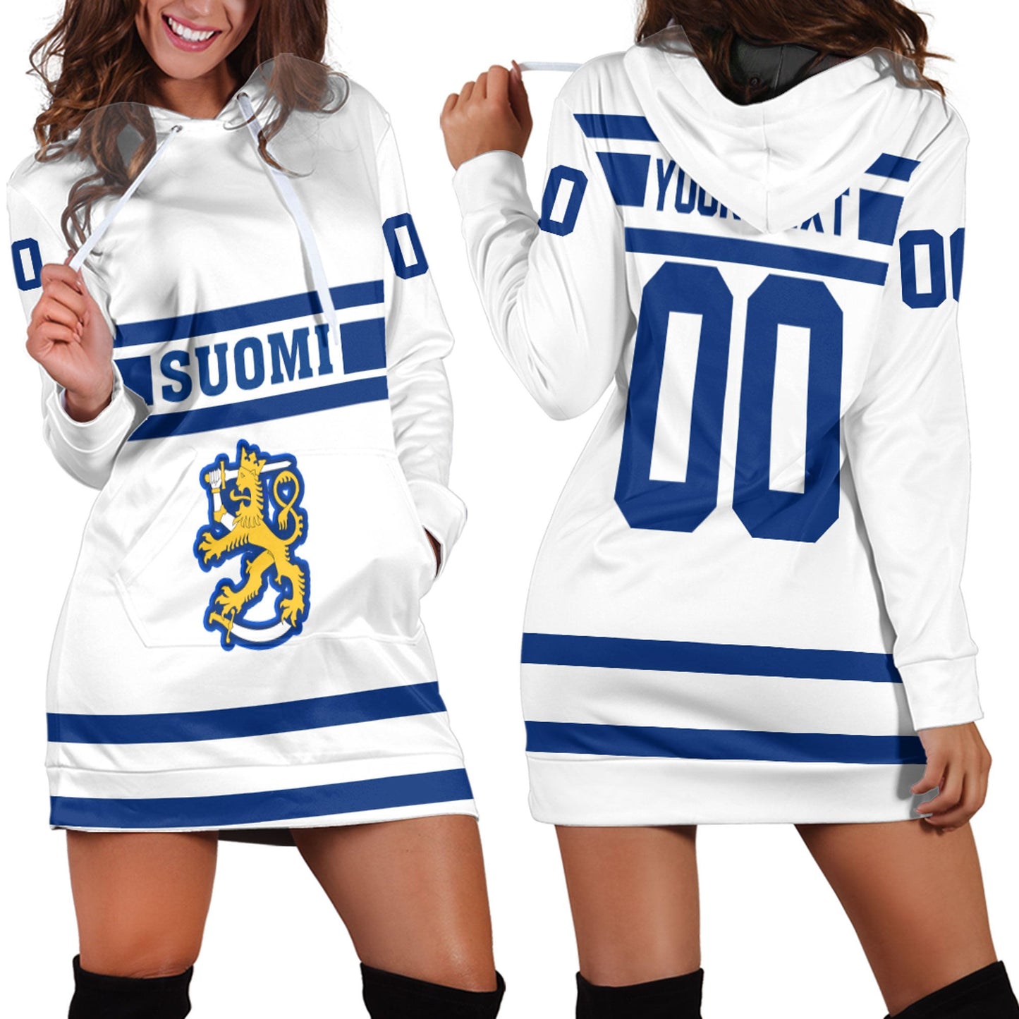 Clothing Custom Finland Vintage Hockey Jersey Style Hoodie Dress