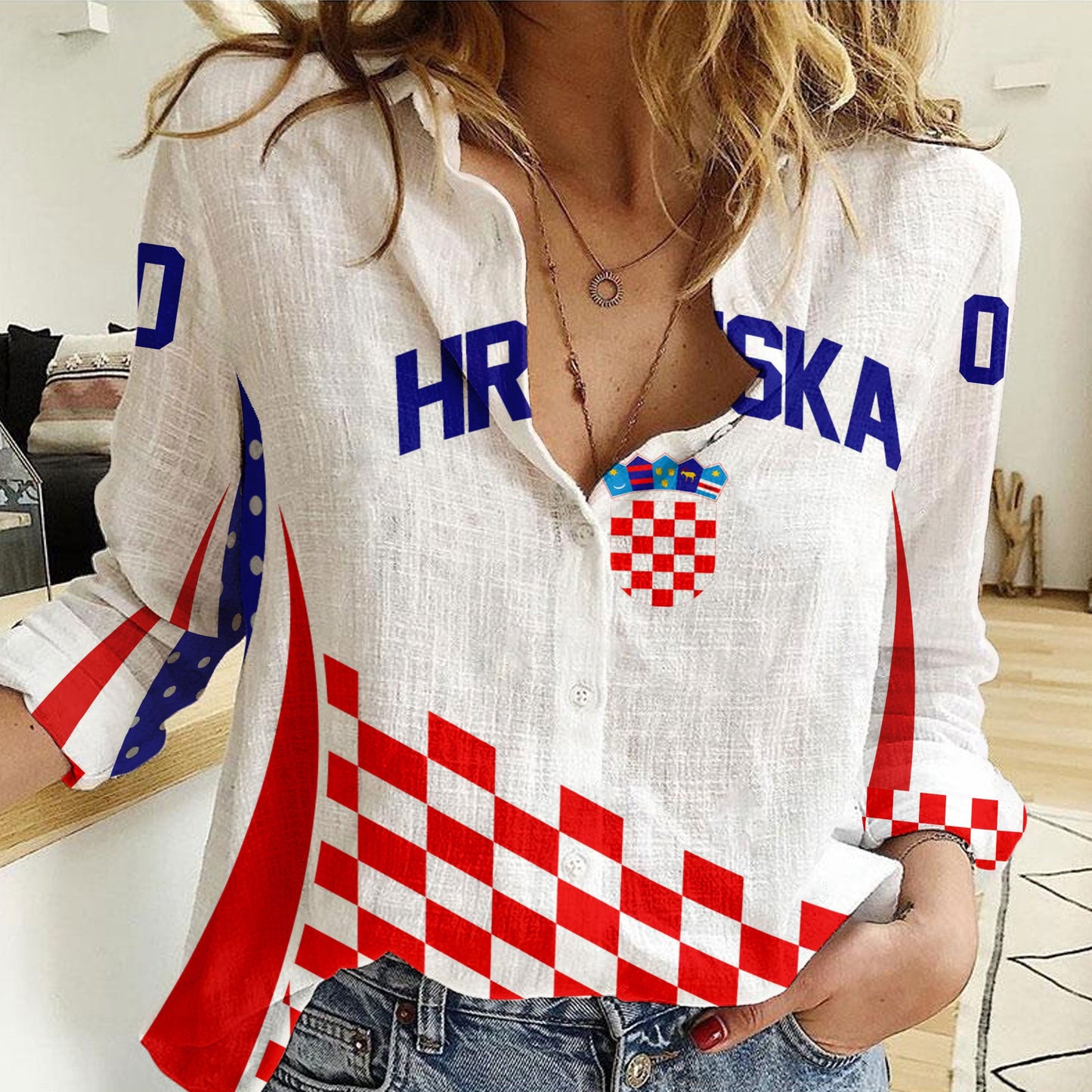 Clothing Custom Croatia Hockey Jersey Style White Version Women Casual Shirt
