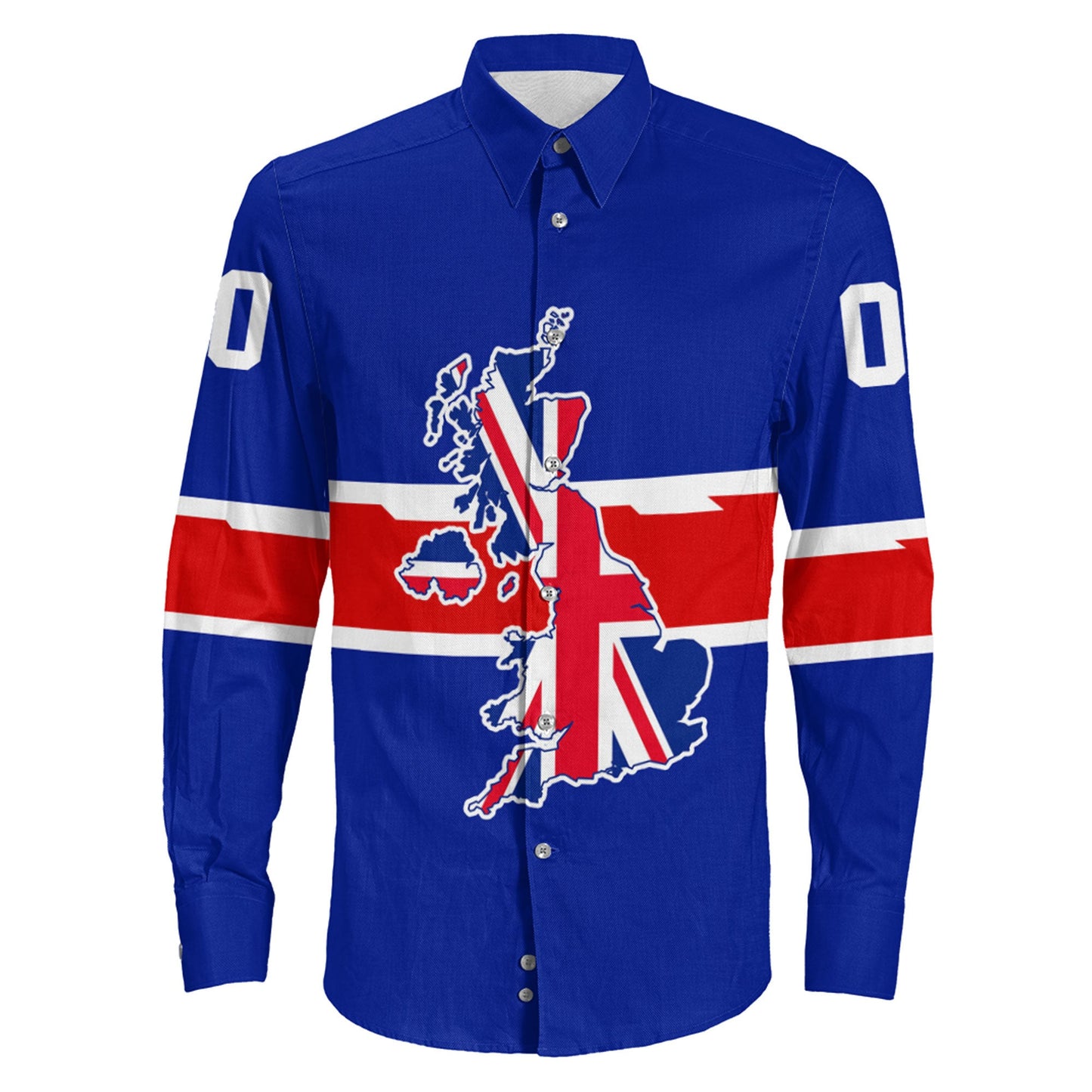 Clothing Custom Great Britain Team Hockey Jersey Style Long Sleeve Button Shirt
