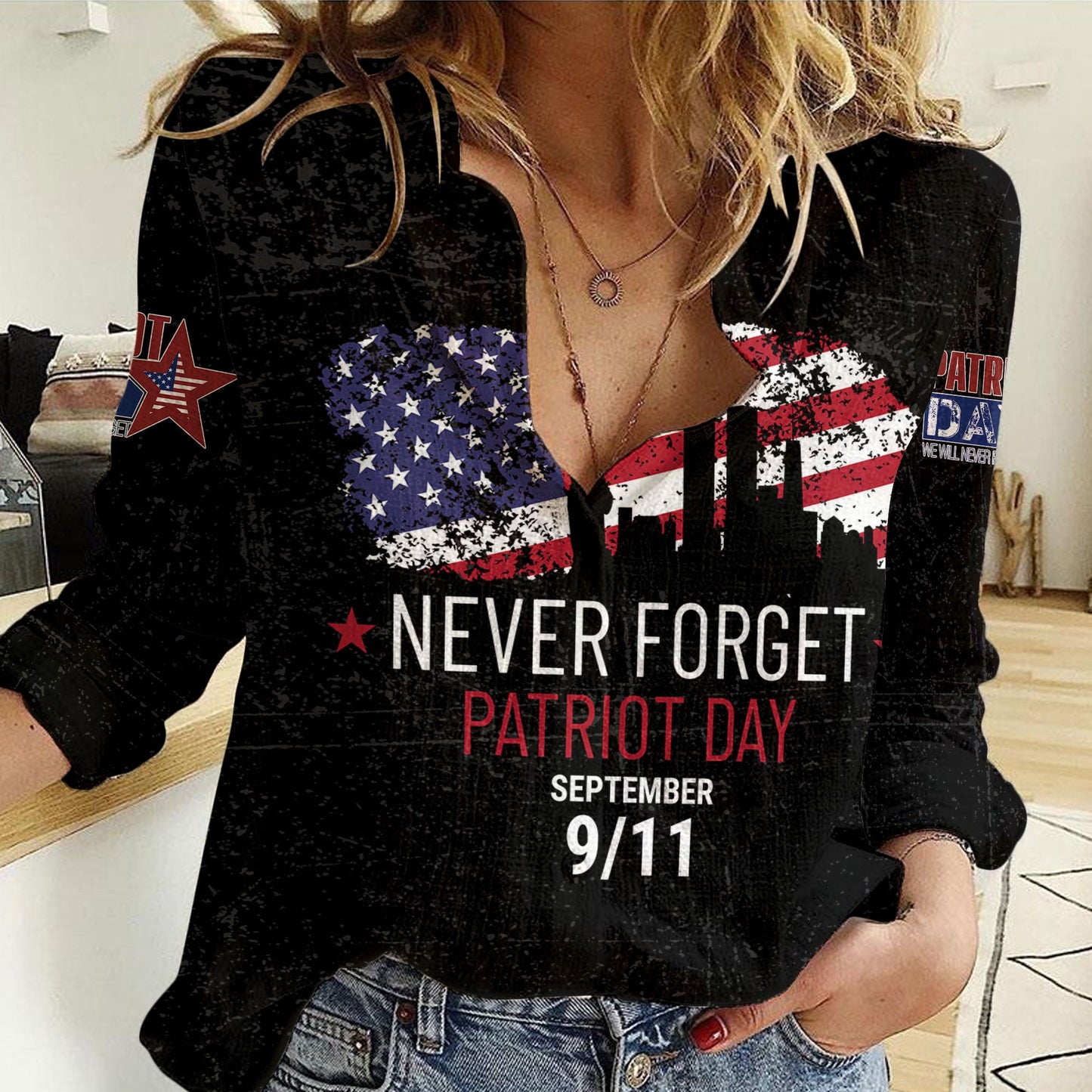 Patriot Day Never Forget September 911 Women Casual Shirt
