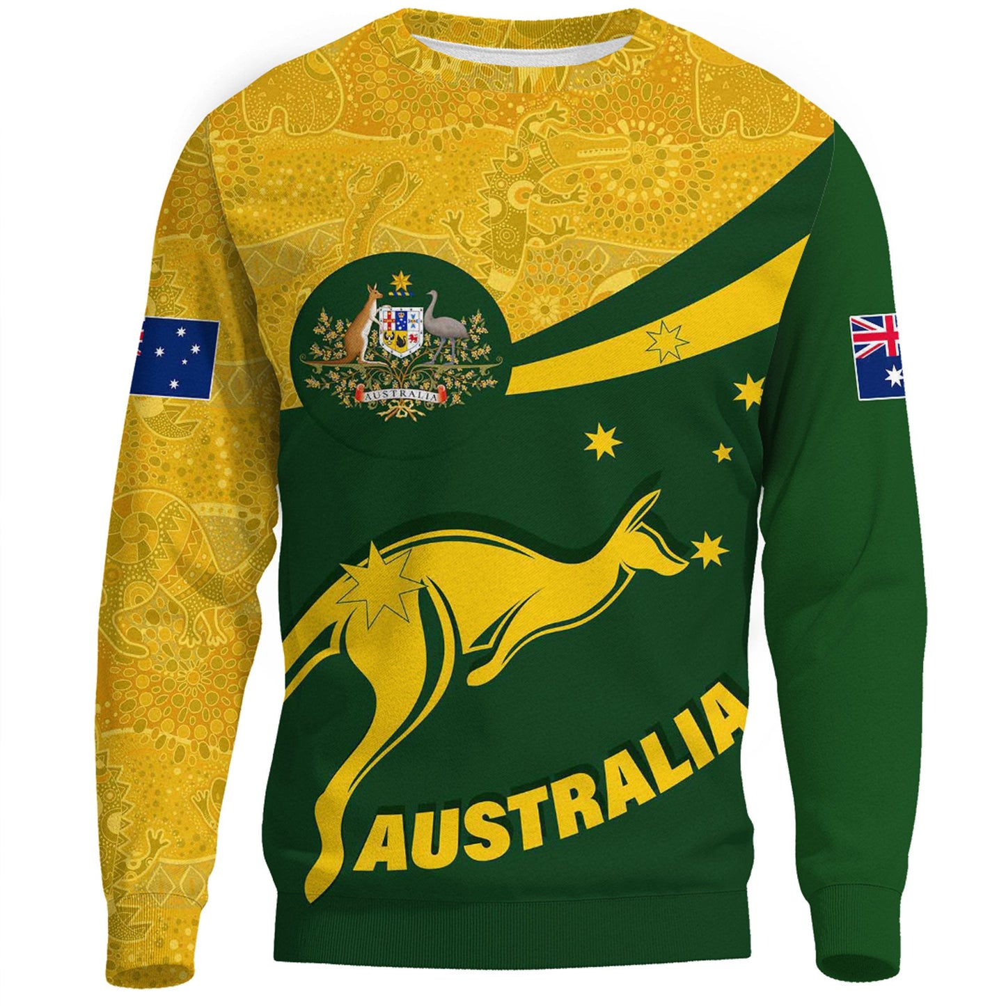Clothing Australia Coat Of Arms Active Sport Pattern Gold Sweatshirts